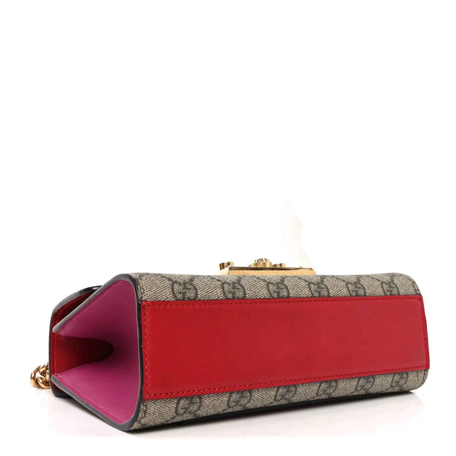 GG Supreme Monogram Calfskin Small Padlock Shoulder Bag Beige Hibiscus Red New Rosette - Image 4