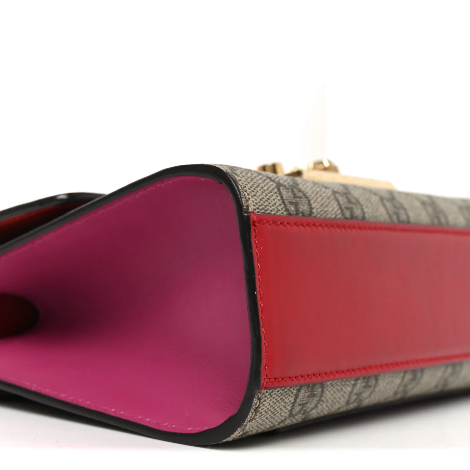 GG Supreme Monogram Calfskin Small Padlock Shoulder Bag Beige Hibiscus Red New Rosette - Image 9