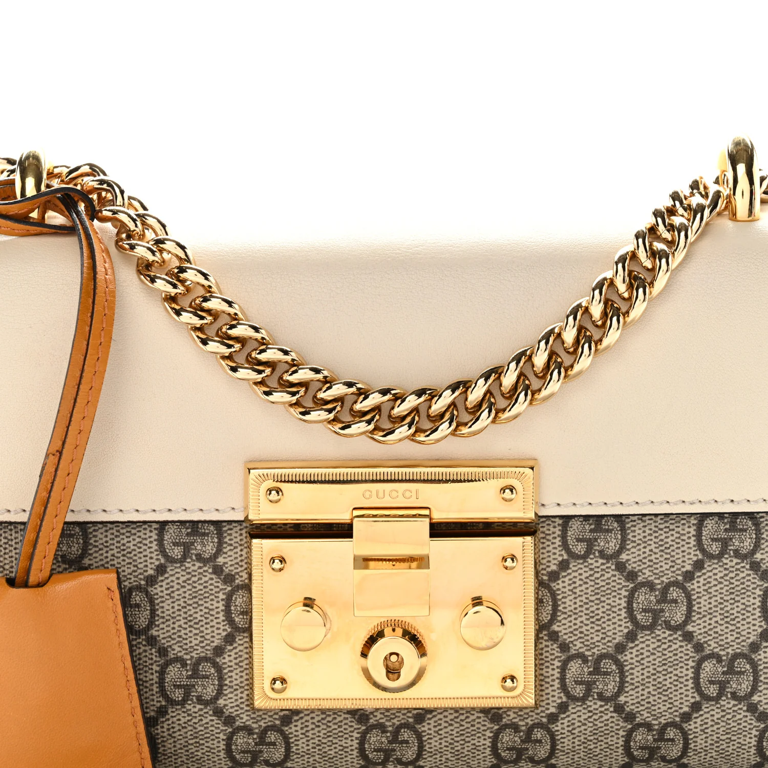 GG Supreme Monogram Calfskin Small Padlock Shoulder Bag Beige Mystic White Sun Oil - Image 8