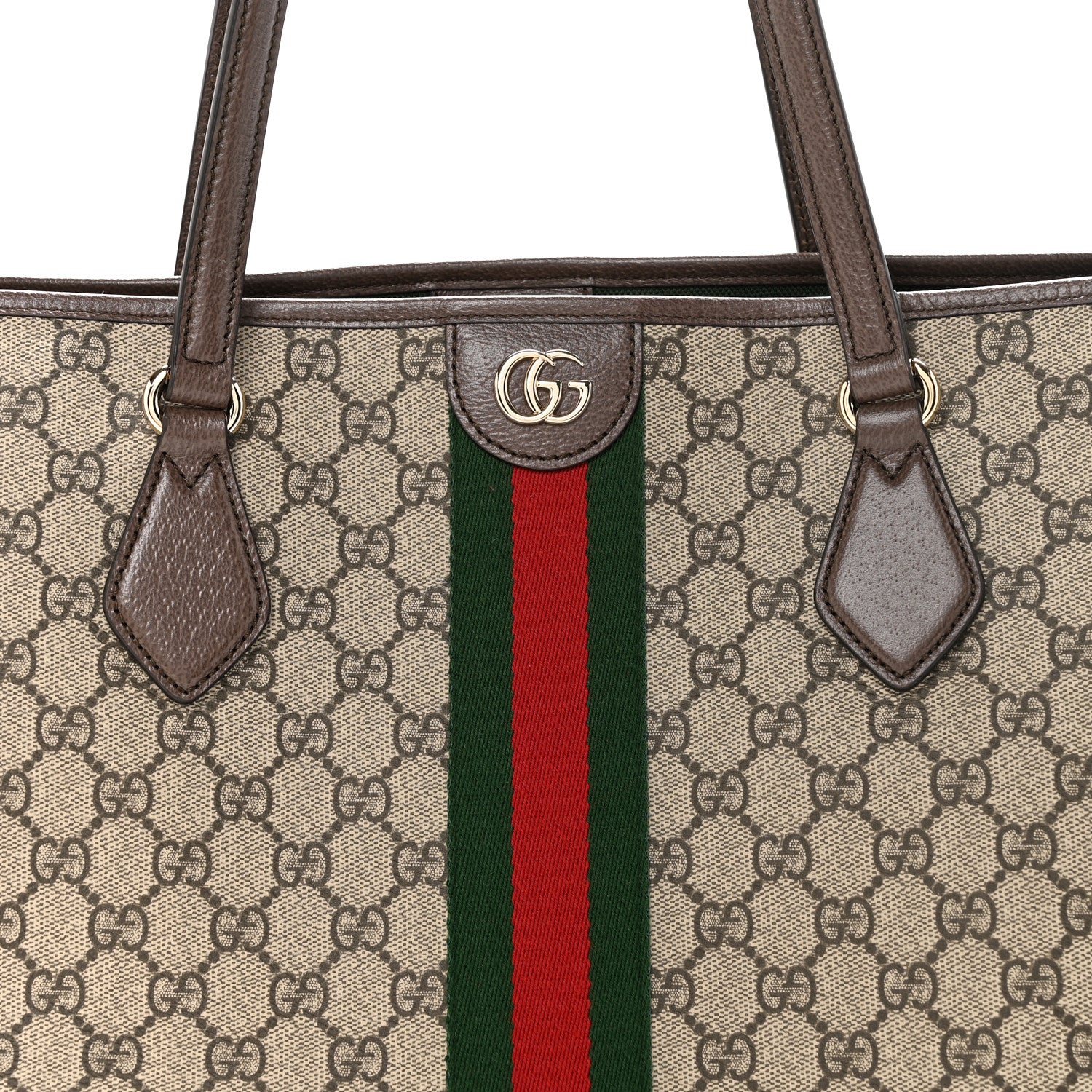 GG Supreme Monogram Calfskin Web Large Ophidia Tote Beige Dark Brown - Image 8