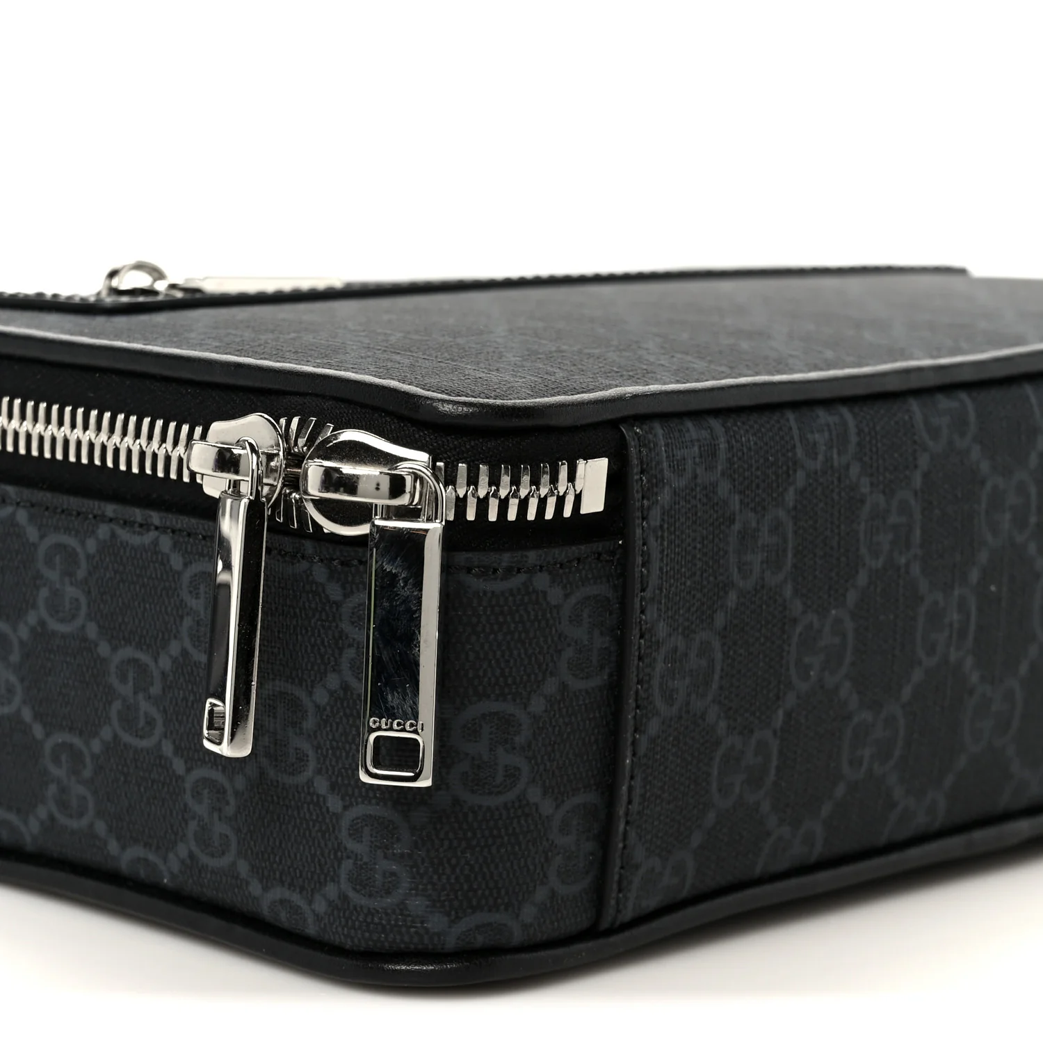 GG Supreme Monogram Calfskin Web Medium Messenger Bag Black Grey - Image 10