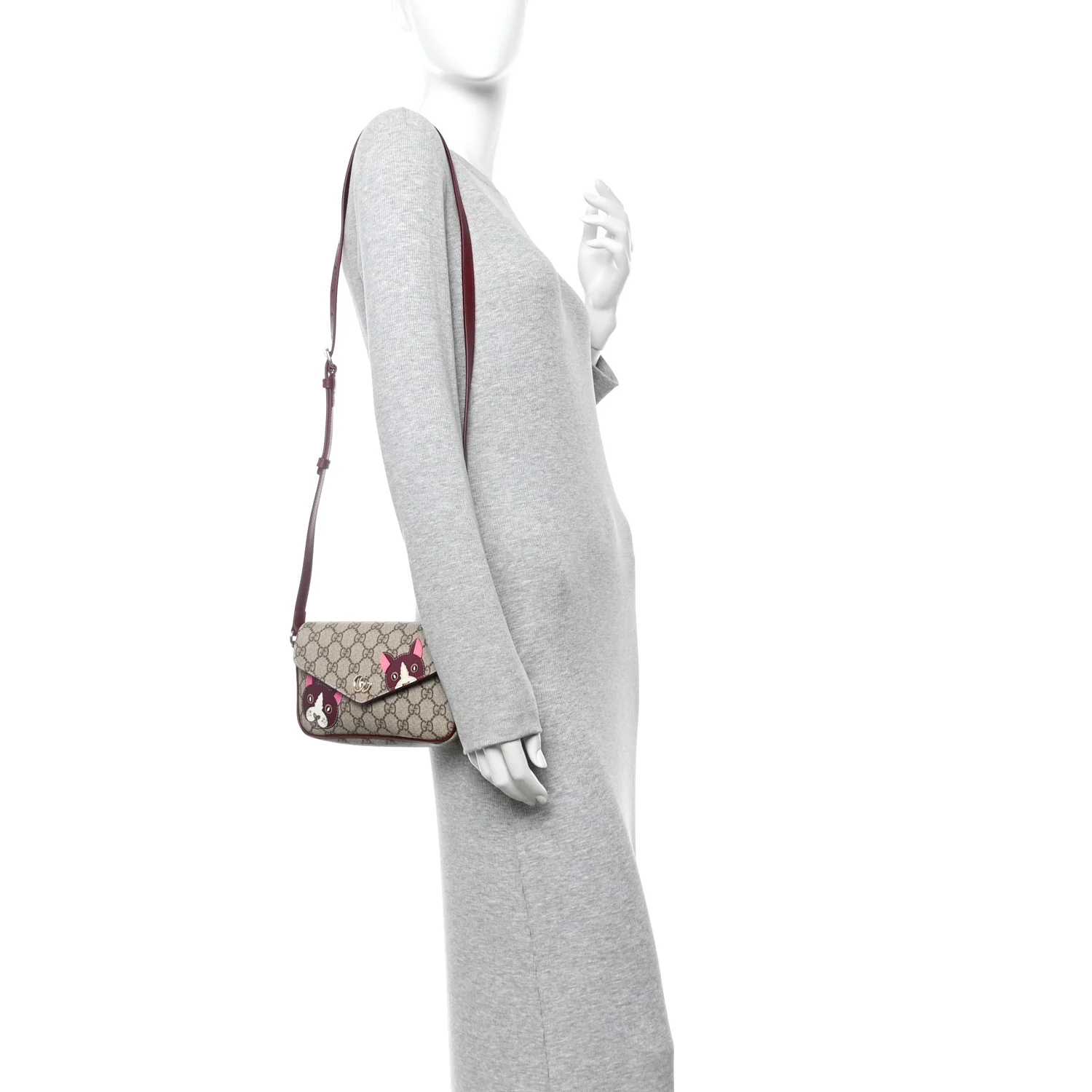 GG Supreme Monogram Cat Print Mini Shoulder Bag Beige Dark Brown - Image 2