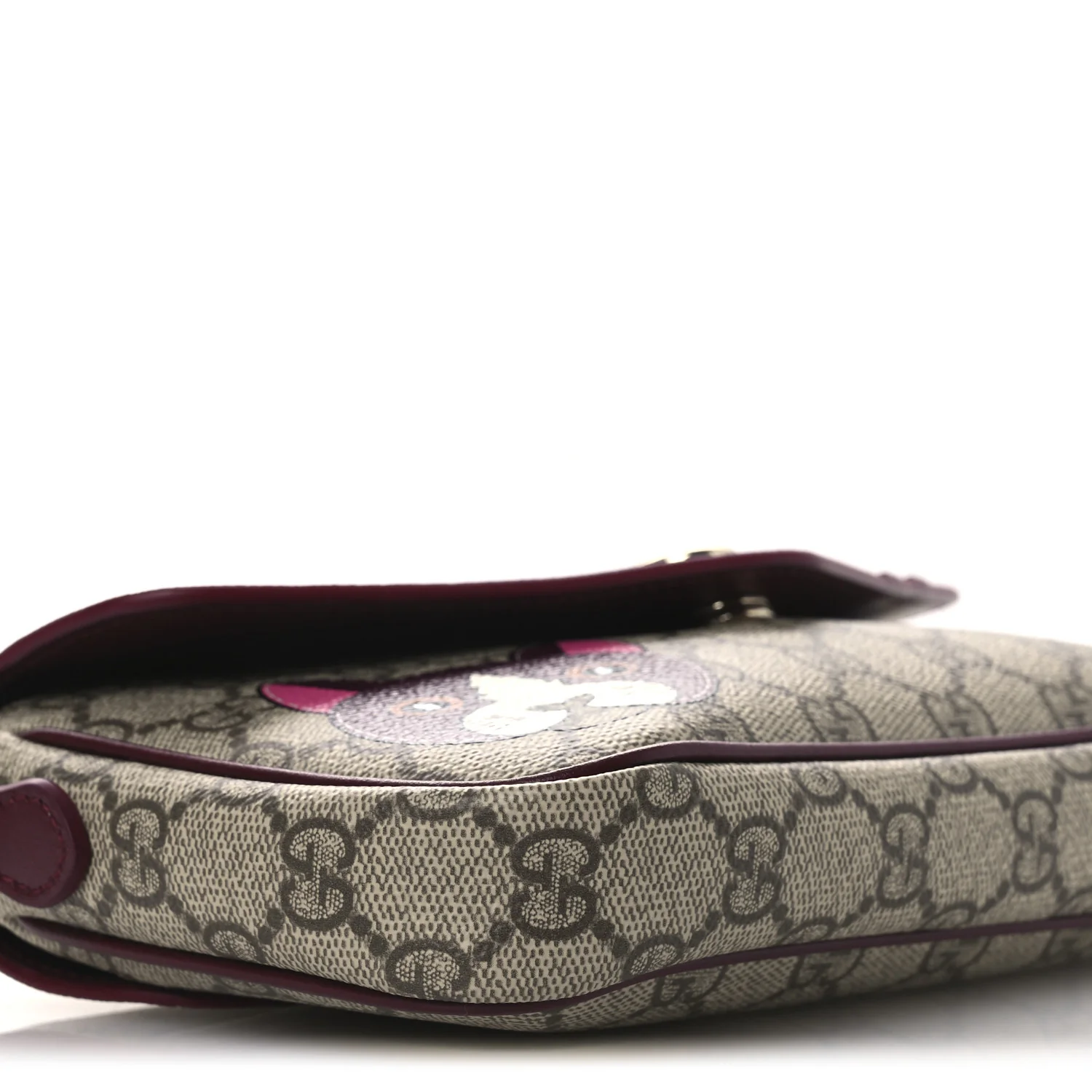 GG Supreme Monogram Cat Print Mini Shoulder Bag Beige Ebony Rosso - Image 9