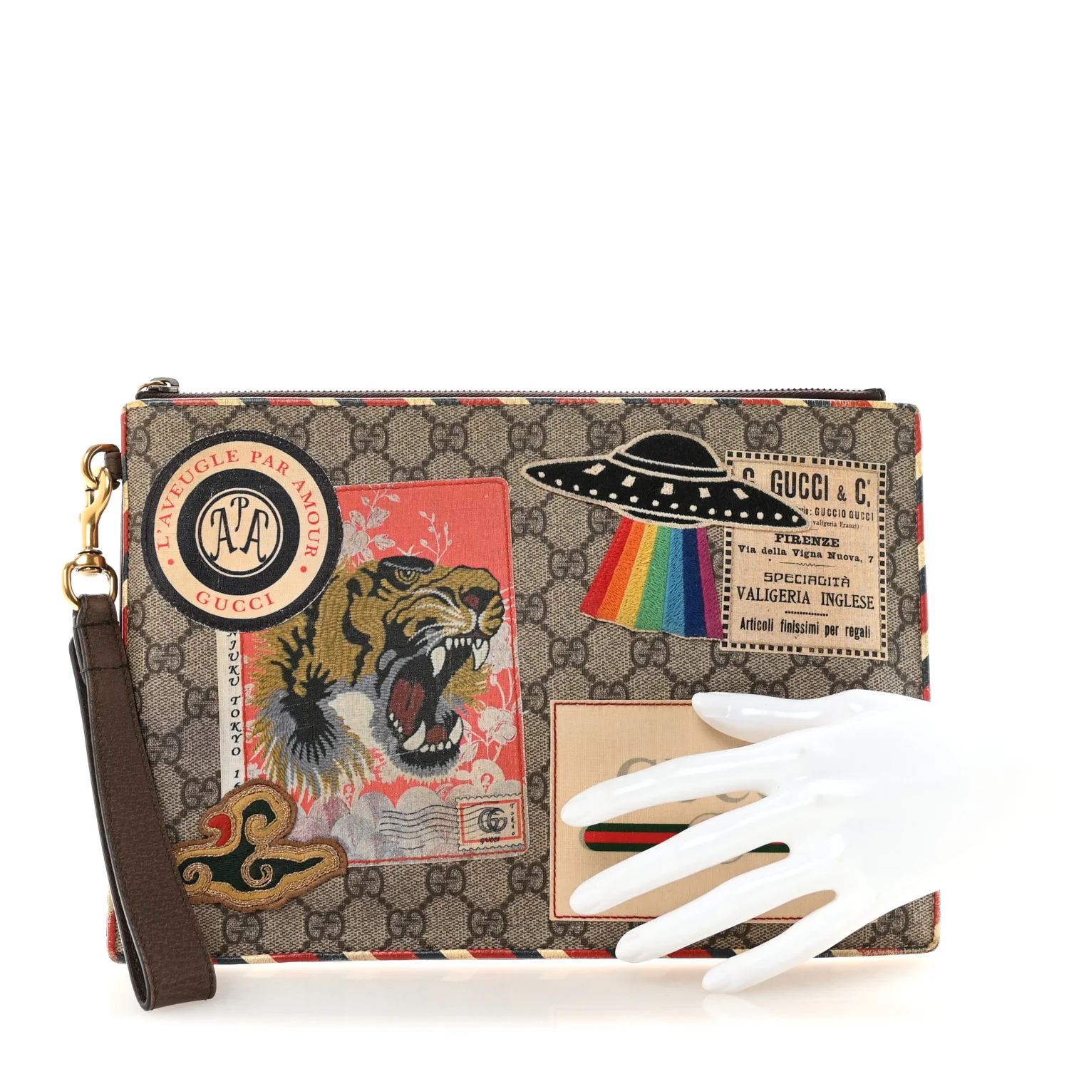 GG Supreme Monogram Courrier Embroidered UFO Pouch Beige New Acero - Image 2