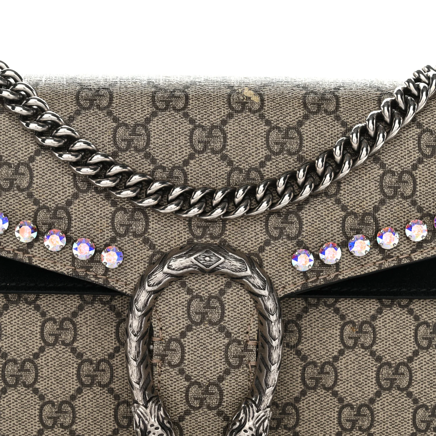 GG Supreme Monogram Crystal Small Dionysus Shoulder Bag Black - Image 8