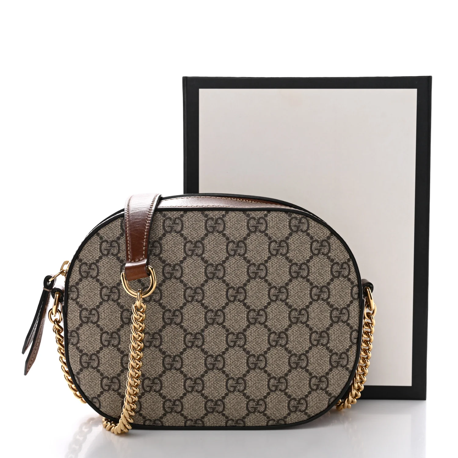 GG Supreme Monogram Cuoio Toscano Mini Chain Shoulder Bag Beige Ebony Cuir - Image 12