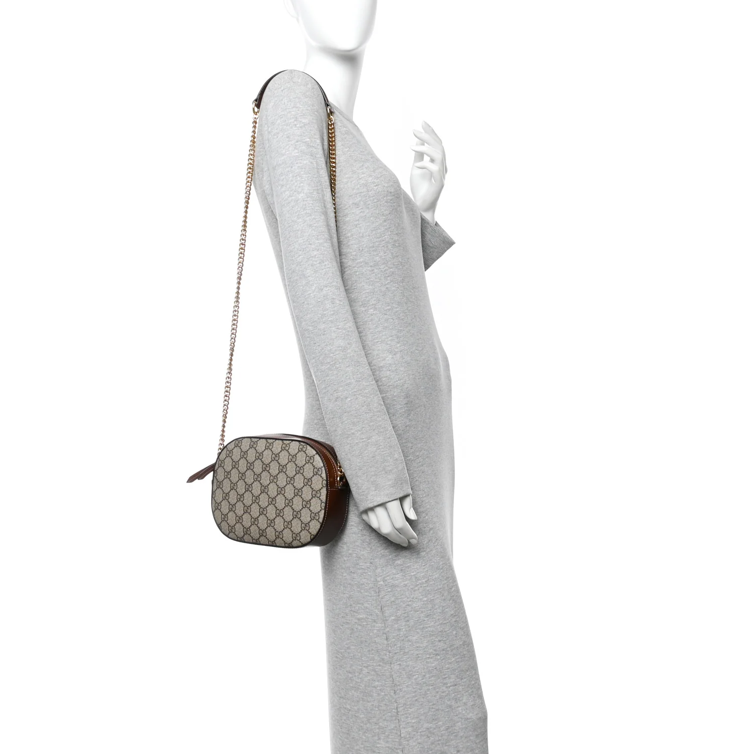 GG Supreme Monogram Cuoio Toscano Mini Chain Shoulder Bag Beige Ebony Cuir - Image 2