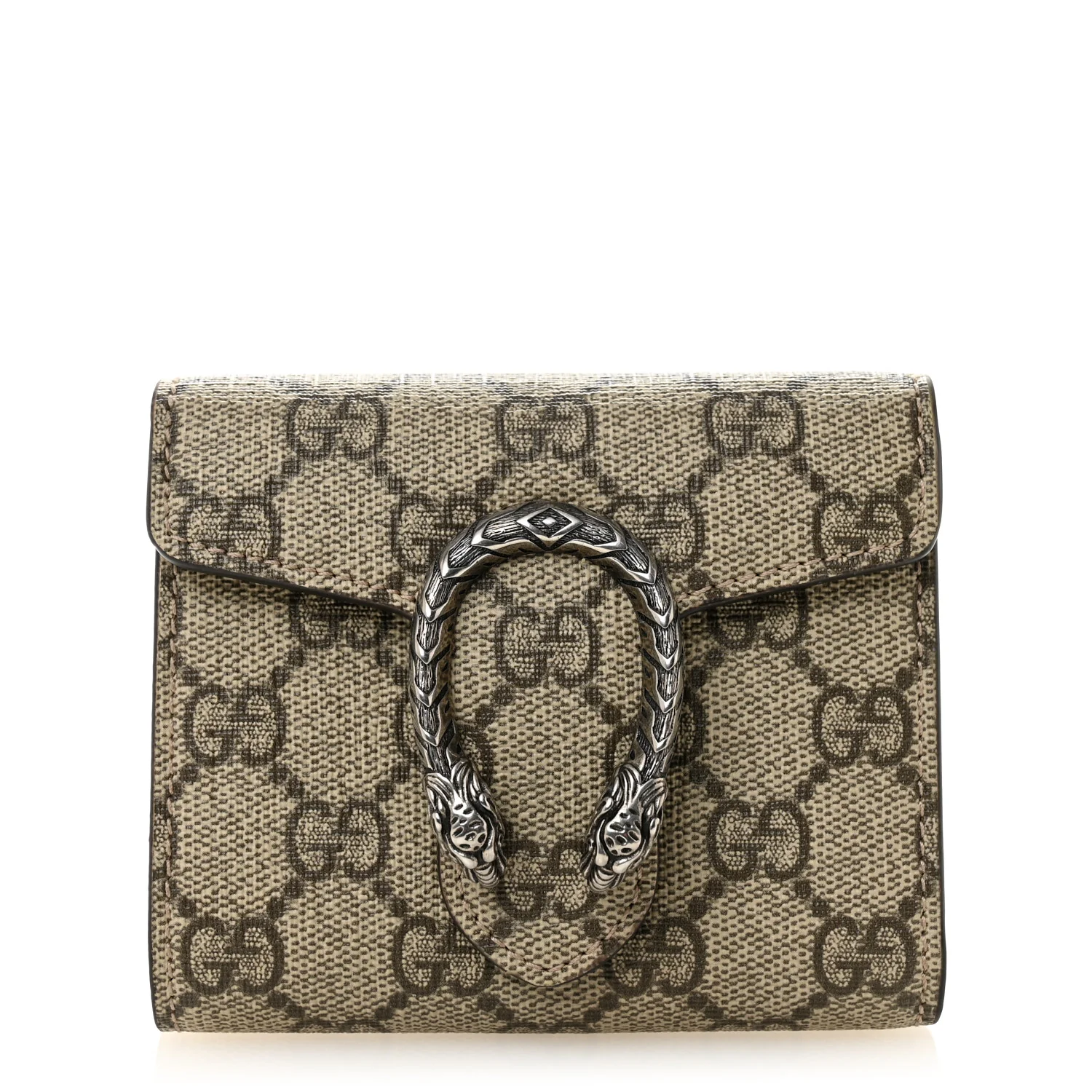 GG Supreme Monogram Dionysus Card Case Wallet Beige Taupe