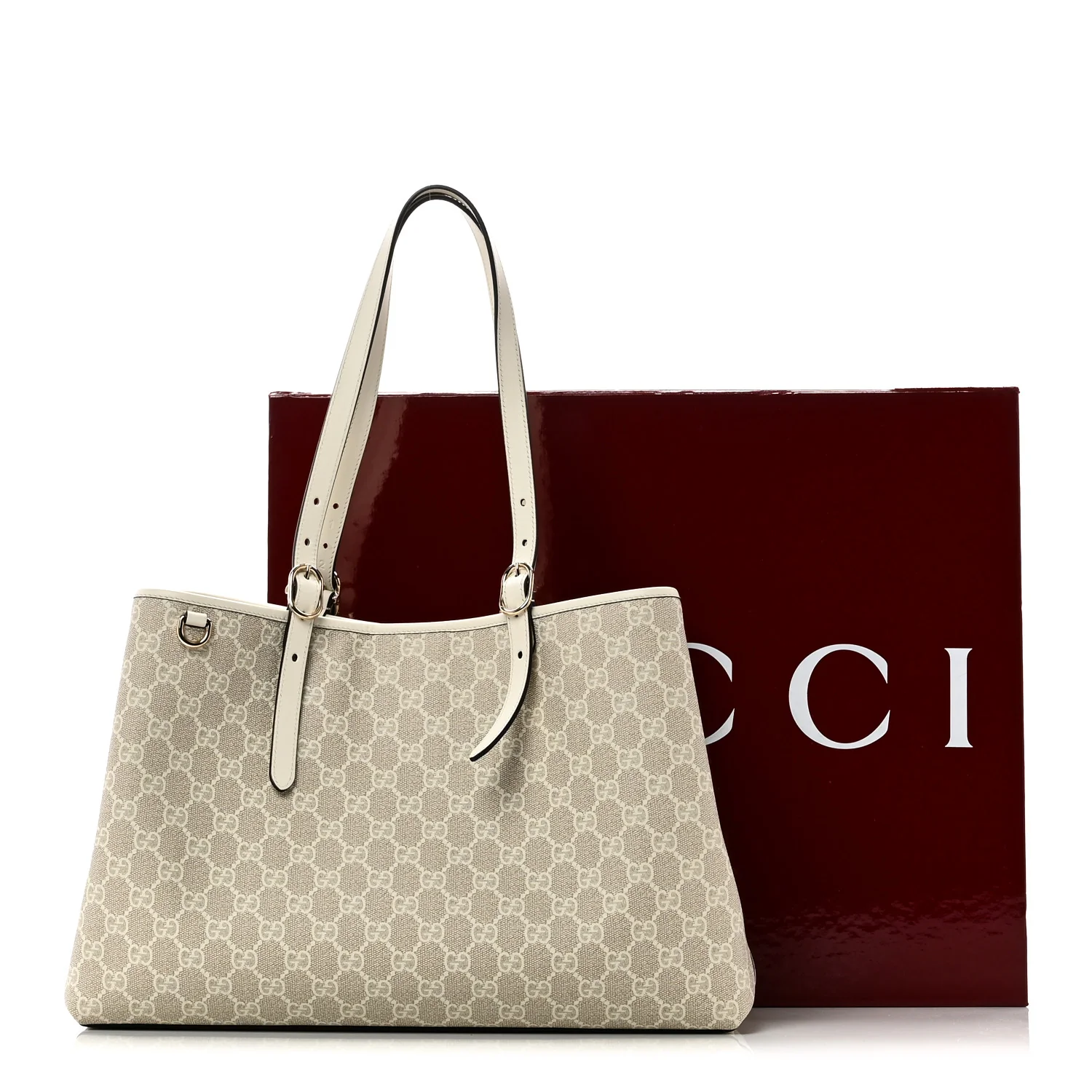 GG Supreme Monogram Emblem Large Tote Bag Mystic White Oatmeal - Image 11