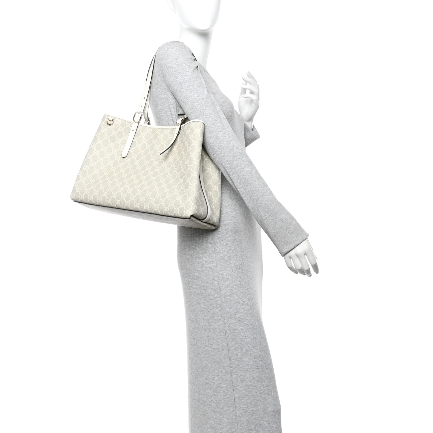 GG Supreme Monogram Emblem Large Tote Bag Mystic White Oatmeal - Image 2