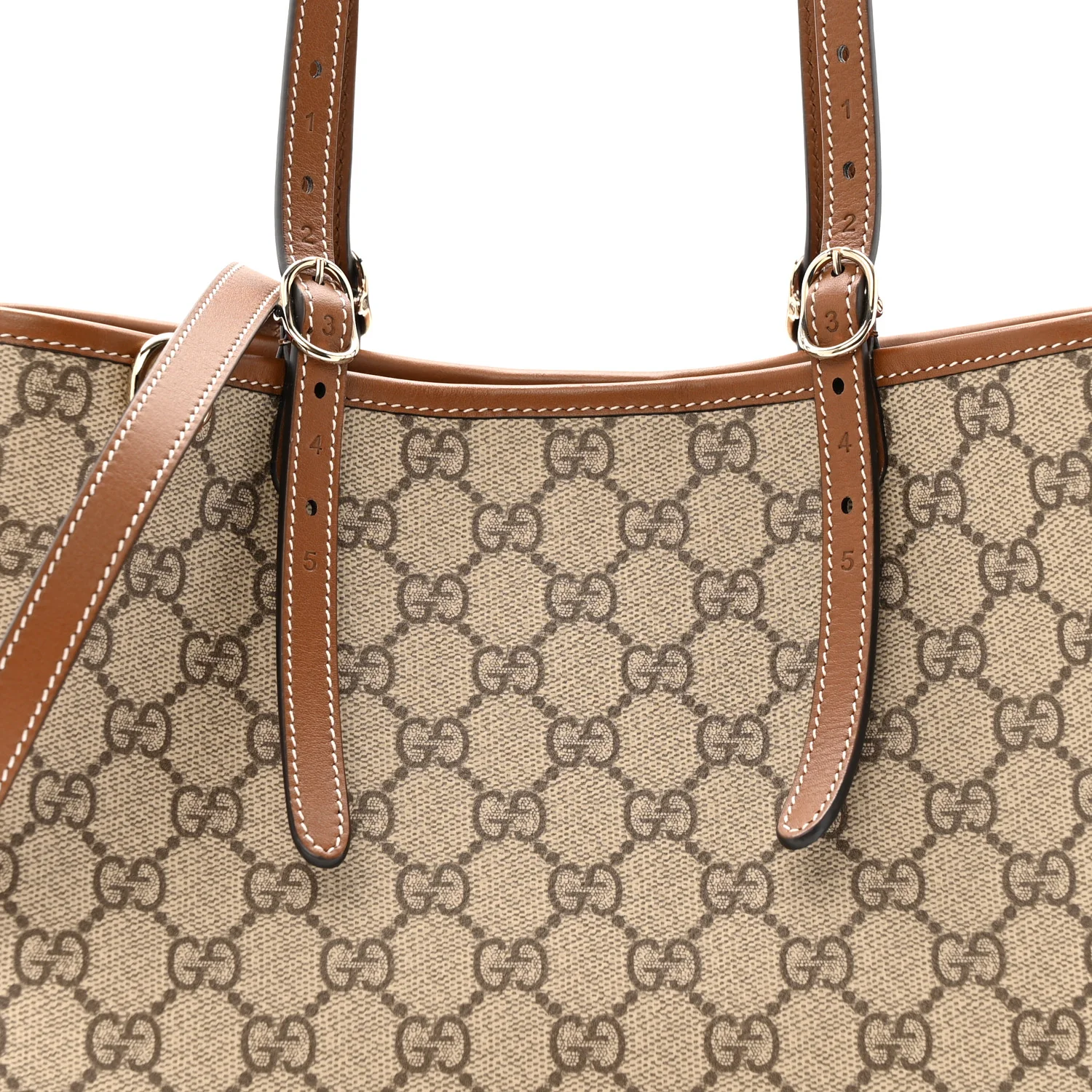 GG Supreme Monogram Emblem Medium Tote Bag Beige Dark Brown - Image 9
