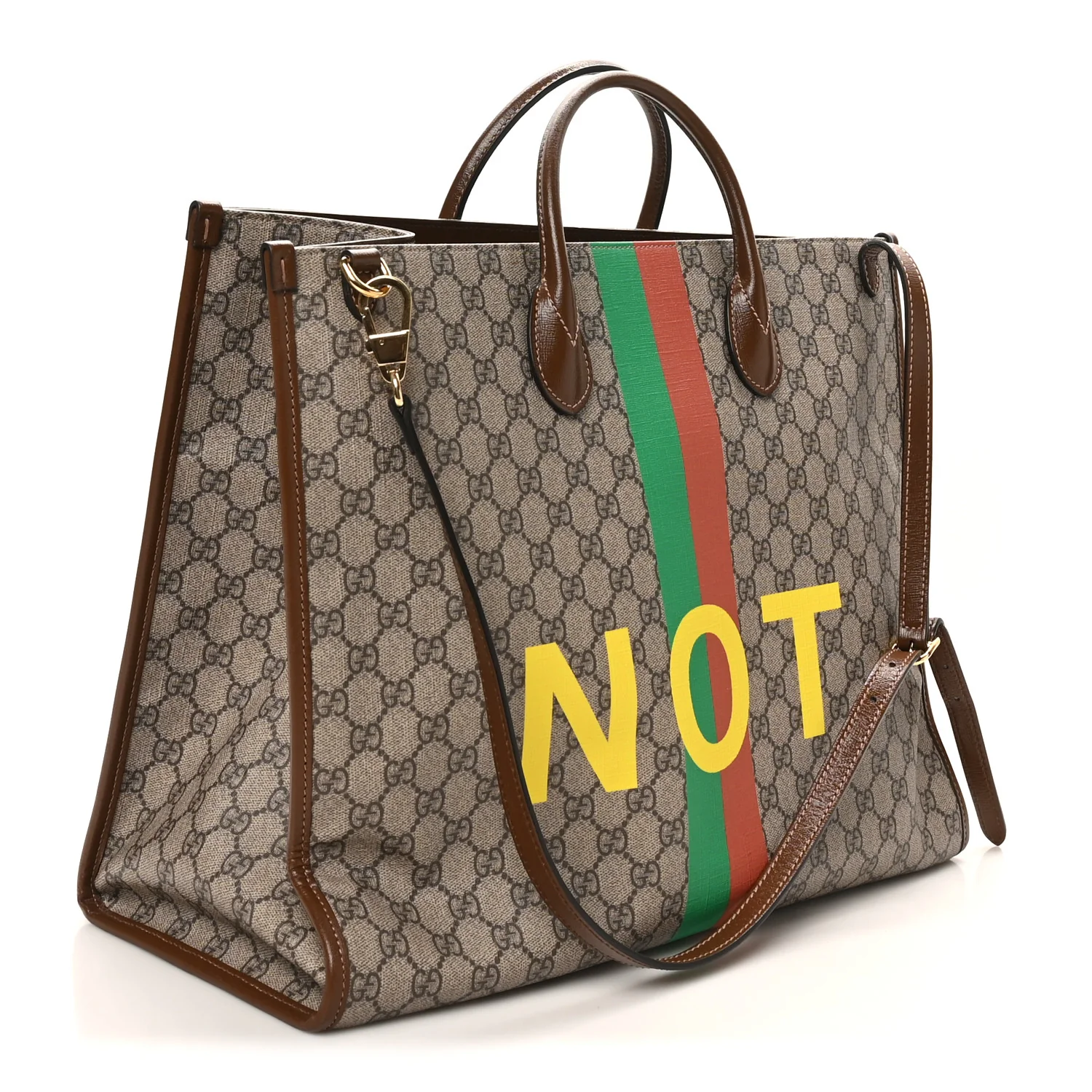 GG Supreme Monogram Fake/Not Large Retro Interlocking G Tote Bag Beige Brown Sugar - Image 3