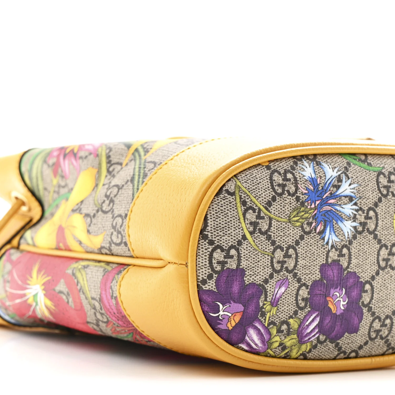 GG Supreme Monogram Flora Small Ophidia Bucket Bag Beige Multicolor Crop - Image 9