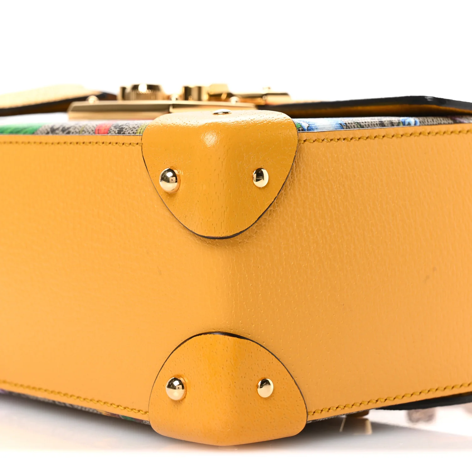 GG Supreme Monogram Flora Small Padlock Bamboo Shoulder Bag Beige Multicolor Crop - Image 10