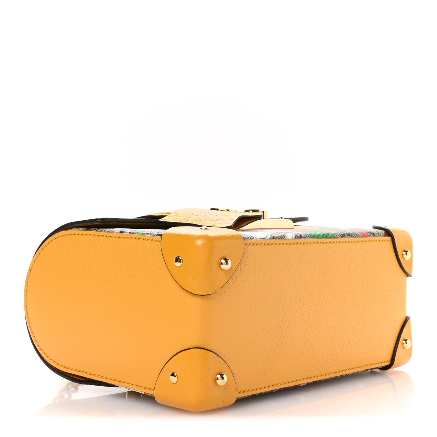 GG Supreme Monogram Flora Small Padlock Bamboo Shoulder Bag Beige Multicolor Crop - Image 4