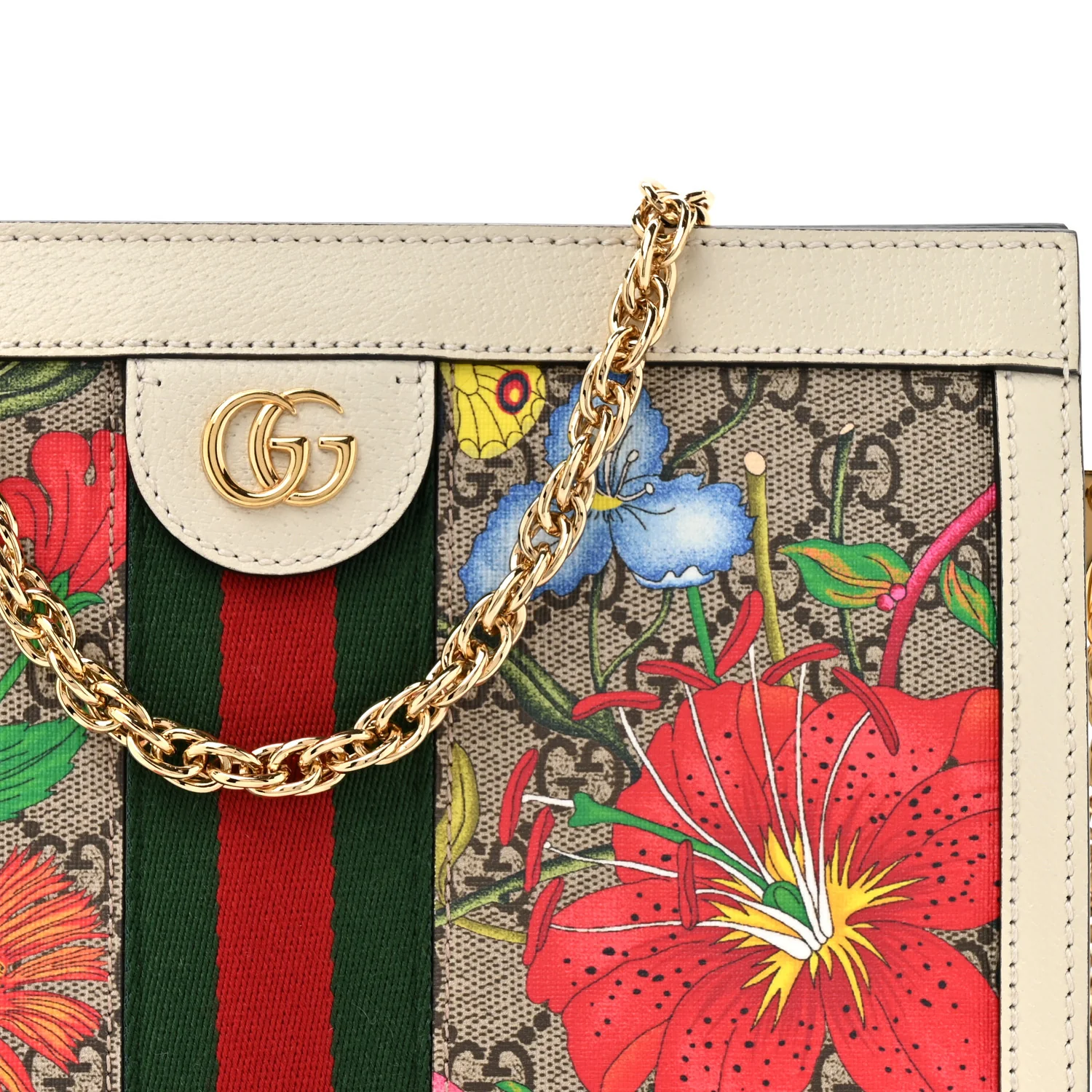 GG Supreme Monogram Flora Web Small Ophidia Chain Shoulder Bag White - Image 9