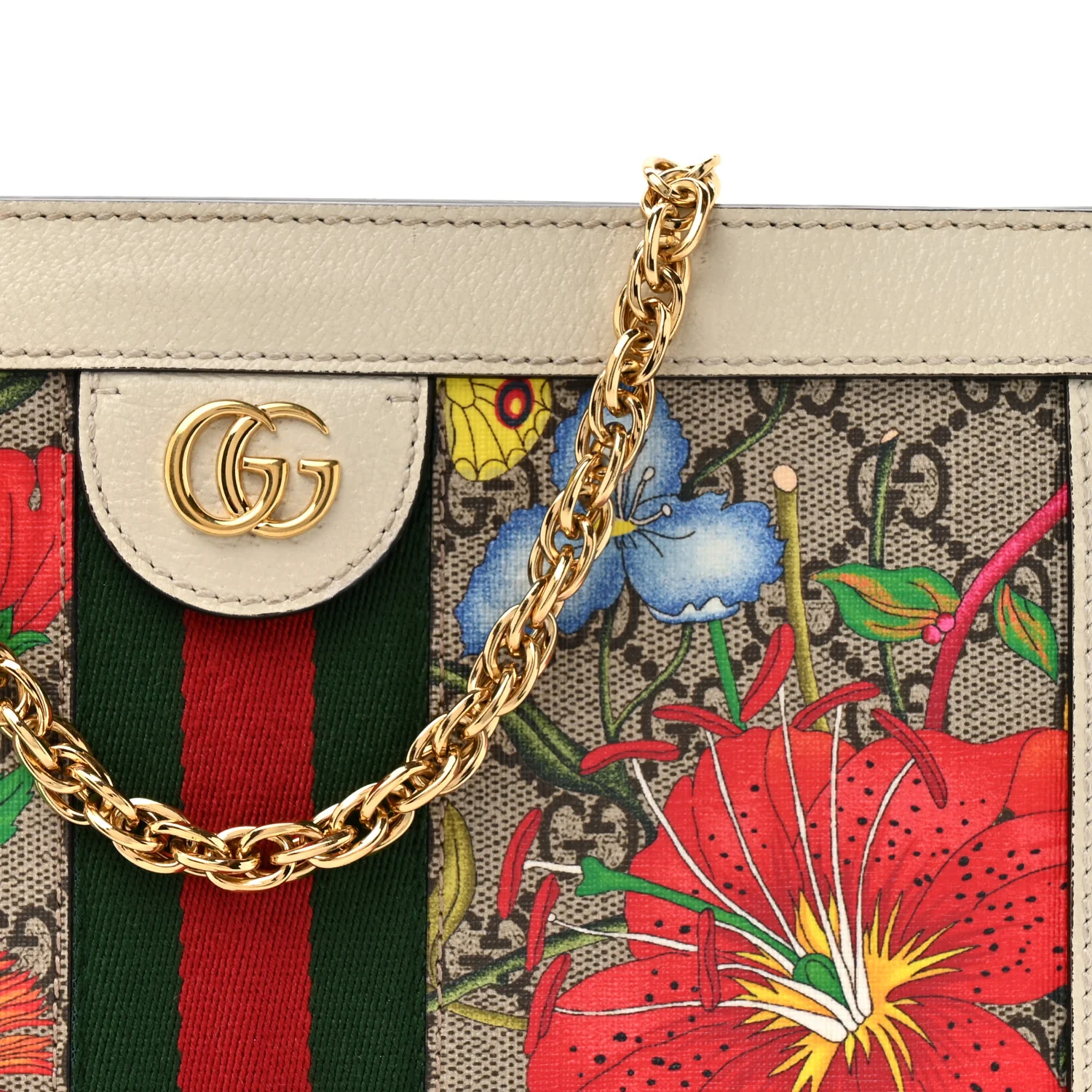 GG Supreme Monogram Flora Web Small Ophidia Chain Shoulder Bag White - Image 8
