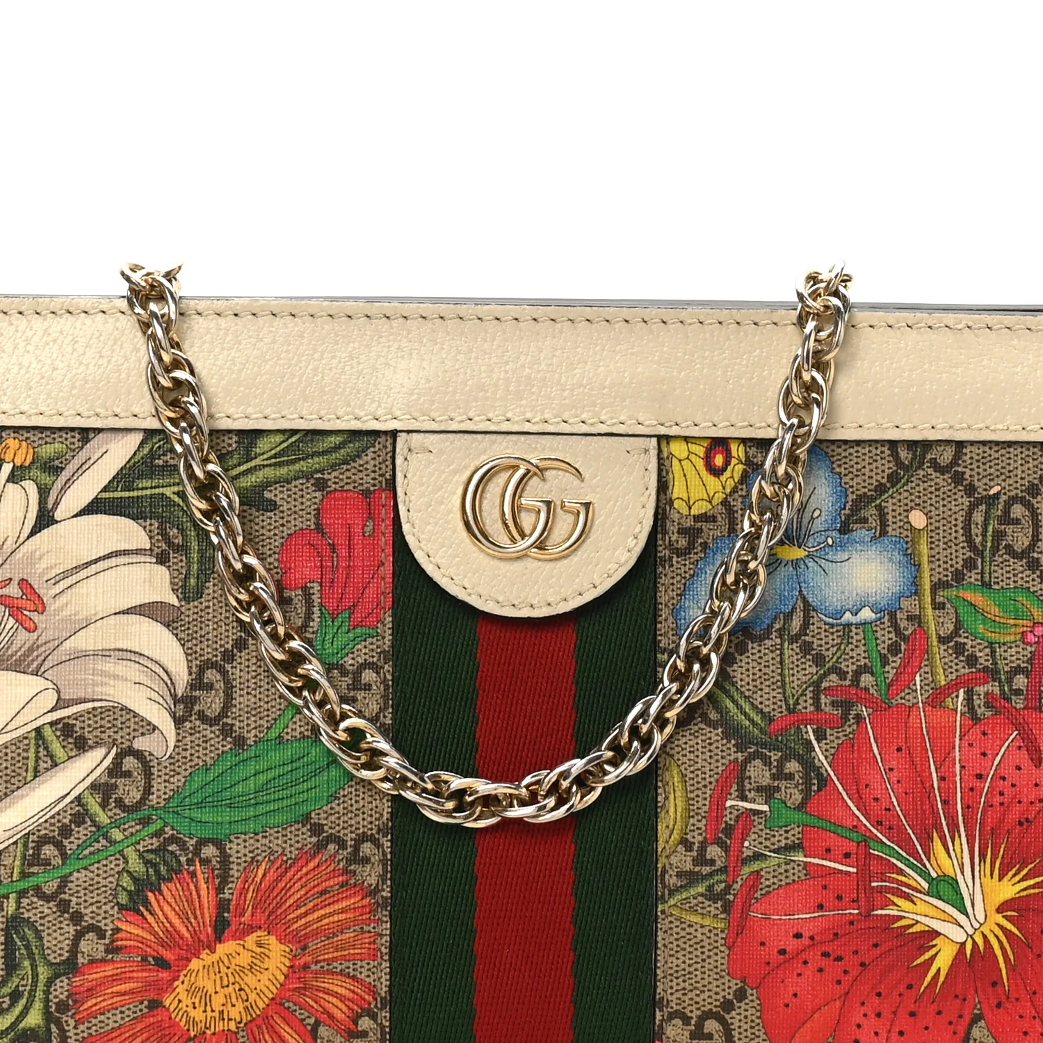 GG Supreme Monogram Flora Web Small Ophidia Chain Shoulder Bag White - Image 8
