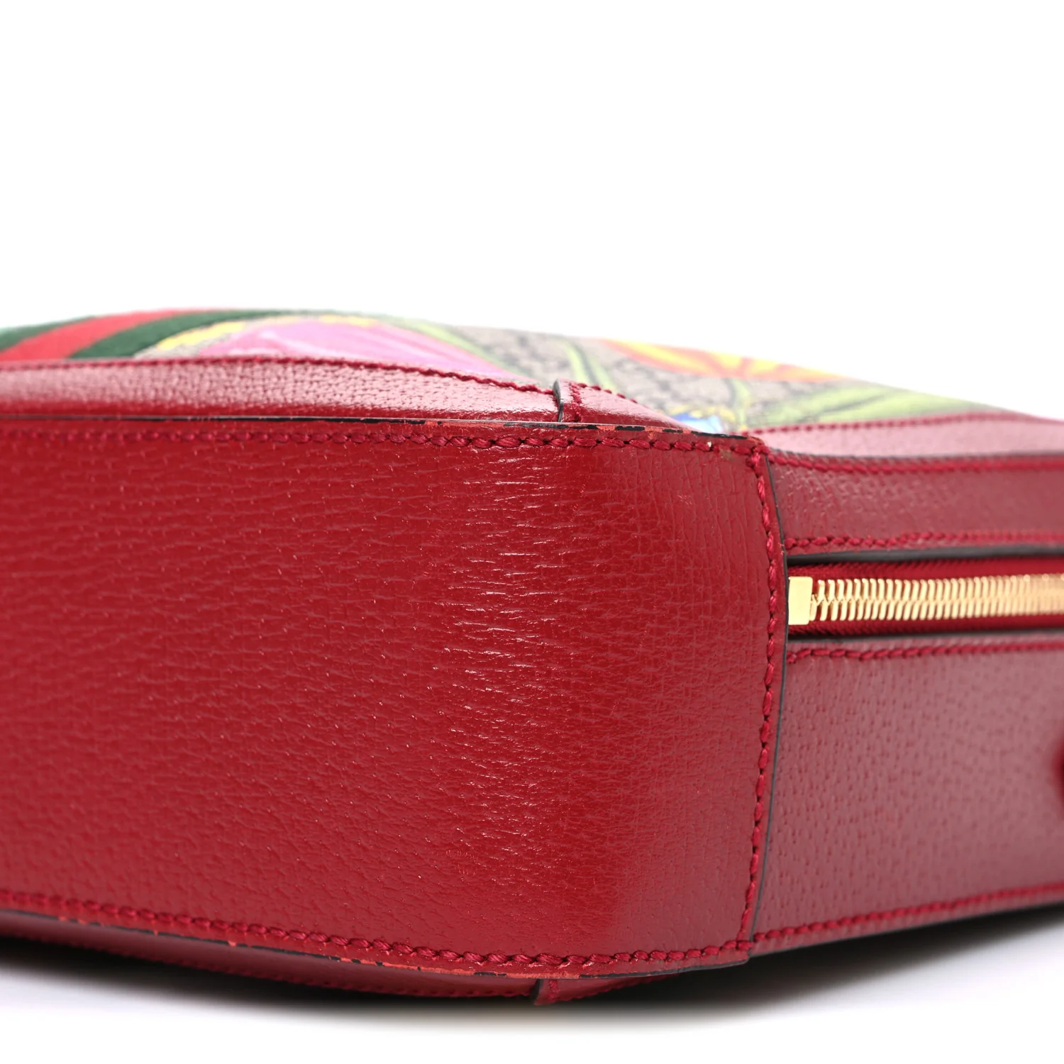 GG Supreme Monogram Flora Web Small Ophidia Top Handle Shoulder Bag Hibiscus Red - Image 10