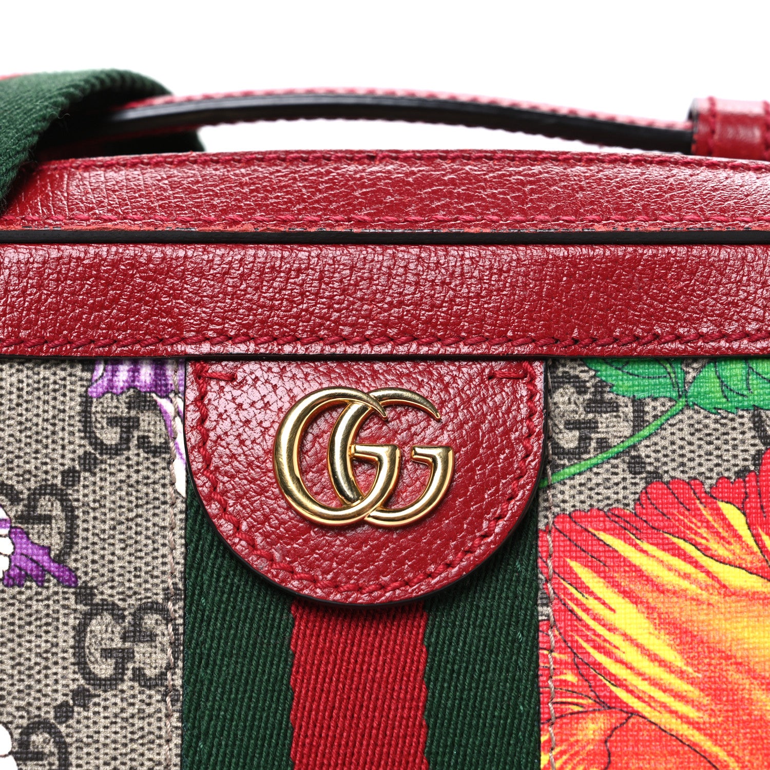 GG Supreme Monogram Flora Web Small Ophidia Top Handle Shoulder Bag Hibiscus Red - Image 8