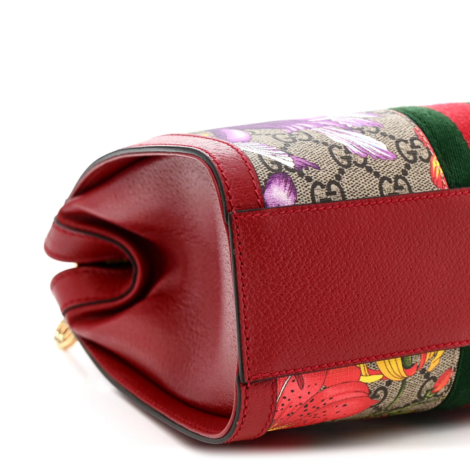 GG Supreme Monogram Flora Web Small Ophidia Tote Bag Red - Image 10