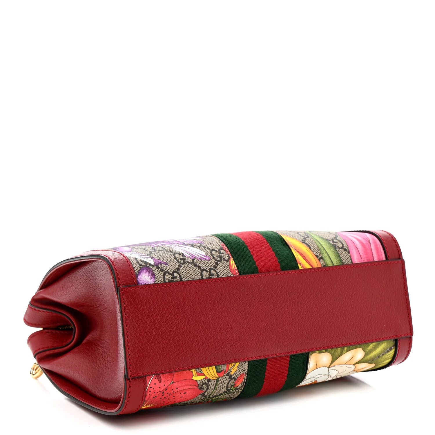 GG Supreme Monogram Flora Web Small Ophidia Tote Bag Red - Image 4