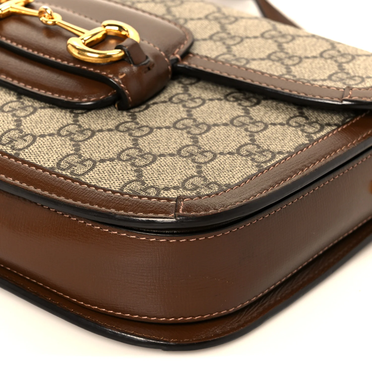 GG Supreme Monogram Horsebit 1955 Shoulder Bag Beige Brown Sugar - Image 11