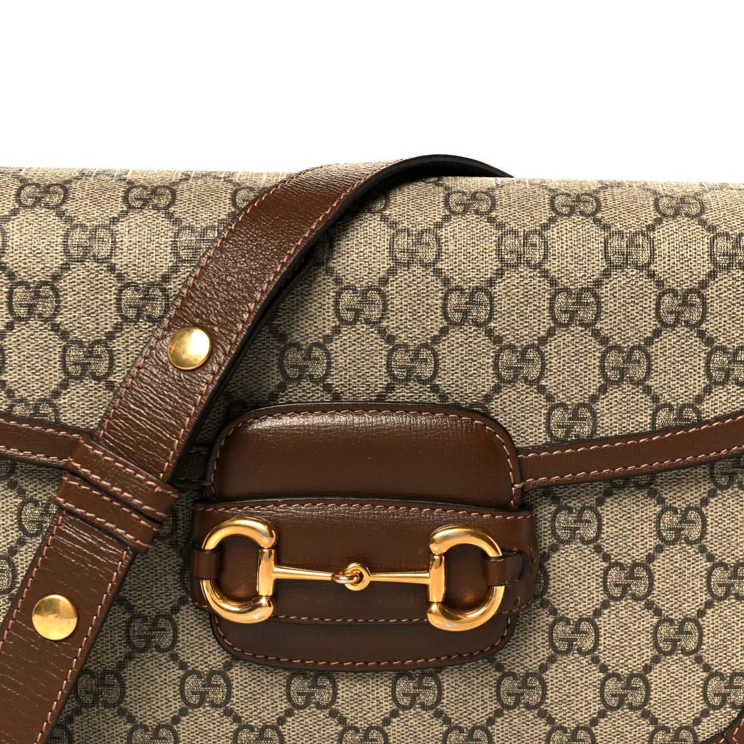GG Supreme Monogram Horsebit 1955 Shoulder Bag Beige Brown Sugar - Image 9
