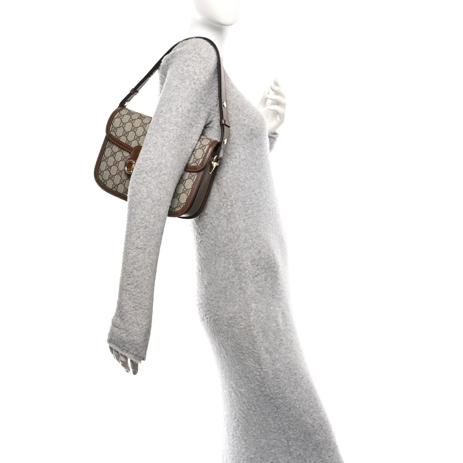 GG Supreme Monogram Horsebit 1955 Shoulder Bag Beige Brown Sugar - Image 2