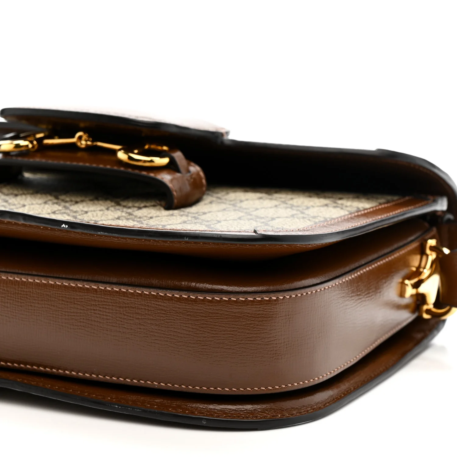 GG Supreme Monogram Horsebit 1955 Shoulder Bag Beige Brown Sugar - Image 11