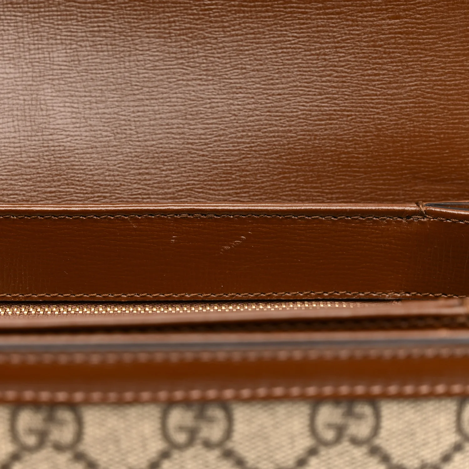 GG Supreme Monogram Horsebit 1955 Shoulder Bag Beige Brown Sugar - Image 12