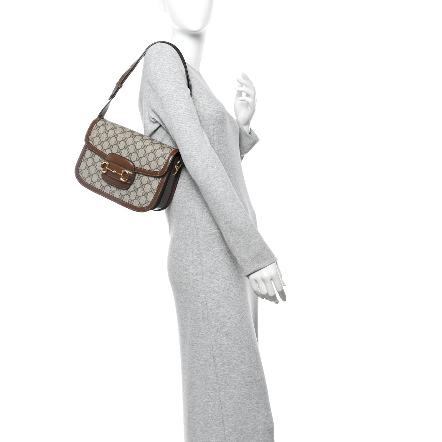 GG Supreme Monogram Horsebit 1955 Shoulder Bag Beige Brown Sugar - Image 2
