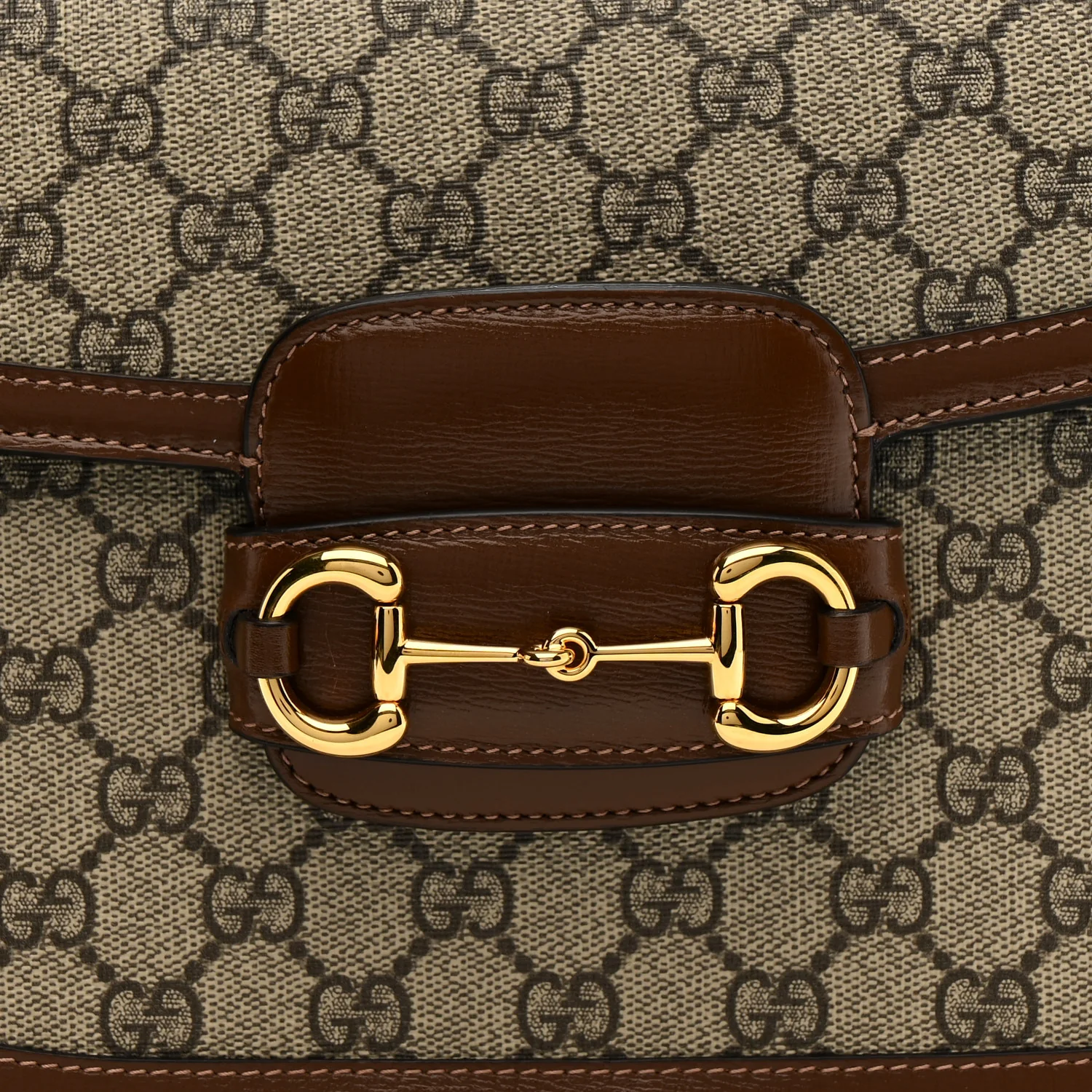 GG Supreme Monogram Horsebit 1955 Shoulder Bag Beige Brown Sugar - Image 9