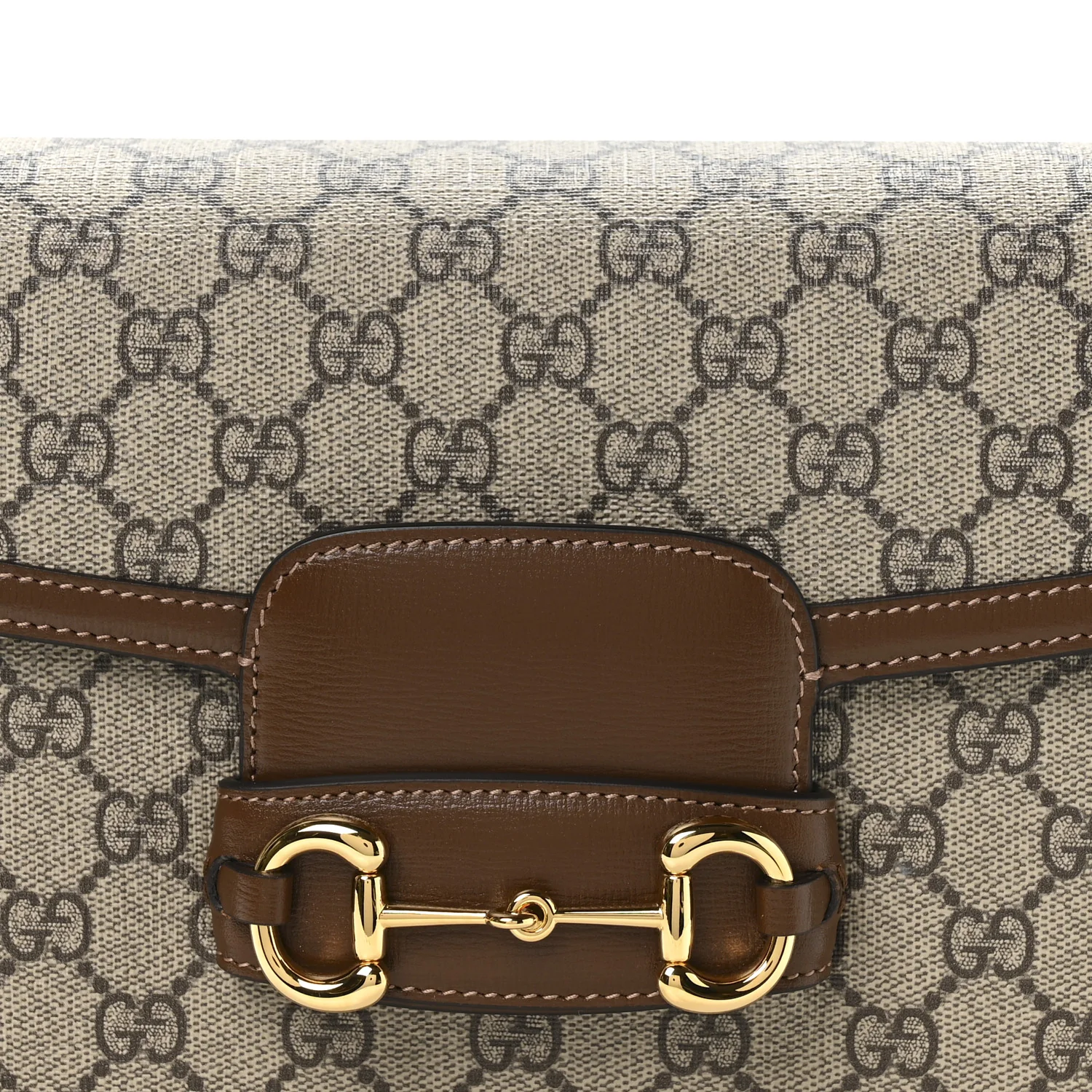 GG Supreme Monogram Horsebit 1955 Shoulder Bag Beige Brown Sugar - Image 14