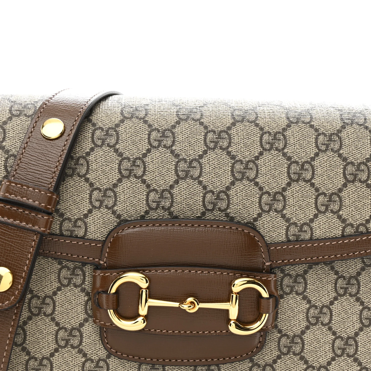 GG Supreme Monogram Horsebit 1955 Shoulder Bag Beige Brown Sugar - Image 8