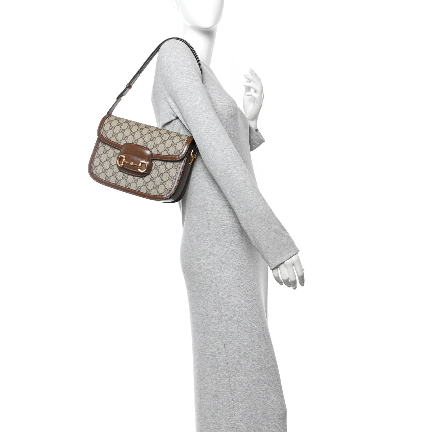 GG Supreme Monogram Horsebit 1955 Shoulder Bag Beige Brown Sugar - Image 2