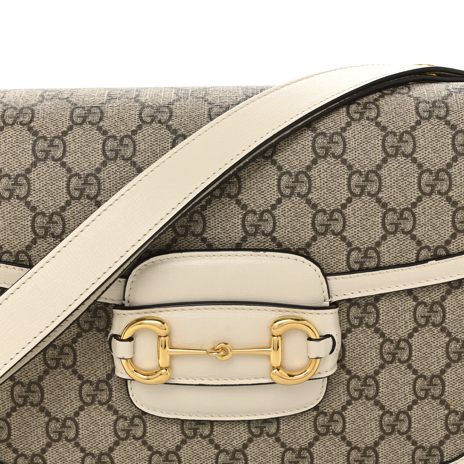 GG Supreme Monogram Horsebit 1955 Shoulder Bag Beige Mystic White - Image 8