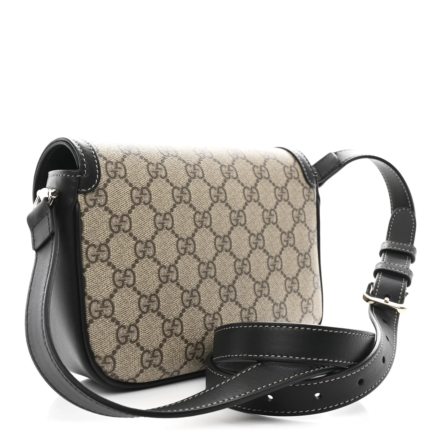 GG Supreme Monogram Horsebit 1955 Soft Small Shoulder Bag Beige Black - Image 3