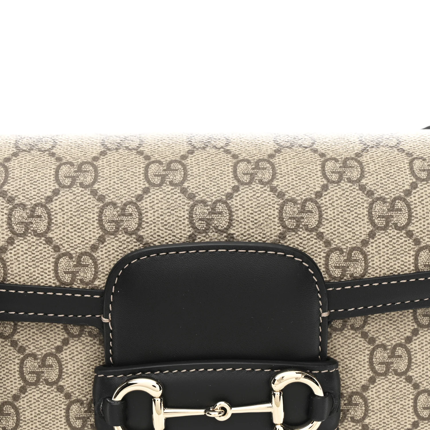 GG Supreme Monogram Horsebit 1955 Soft Small Shoulder Bag Beige Black - Image 8