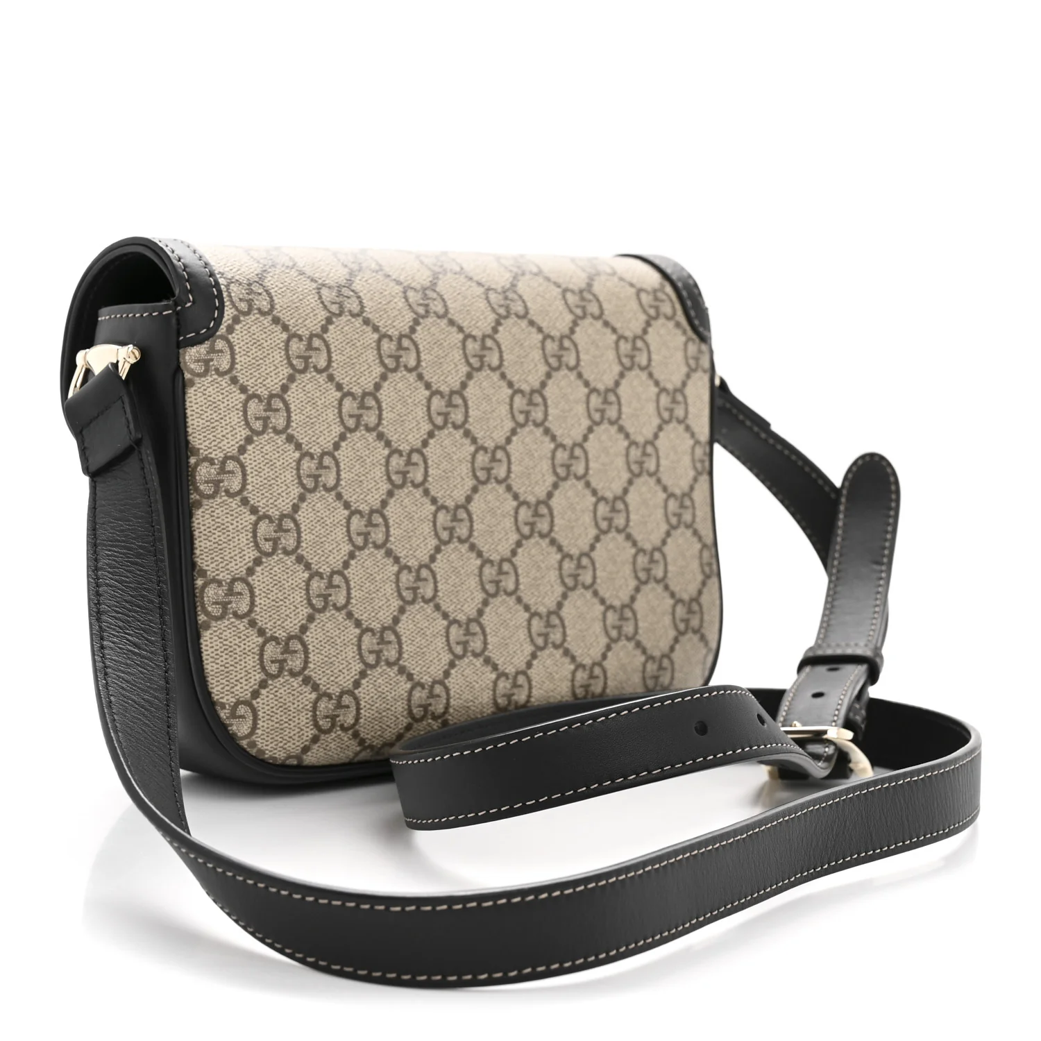 GG Supreme Monogram Horsebit 1955 Soft Small Shoulder Bag Beige Black - Image 3