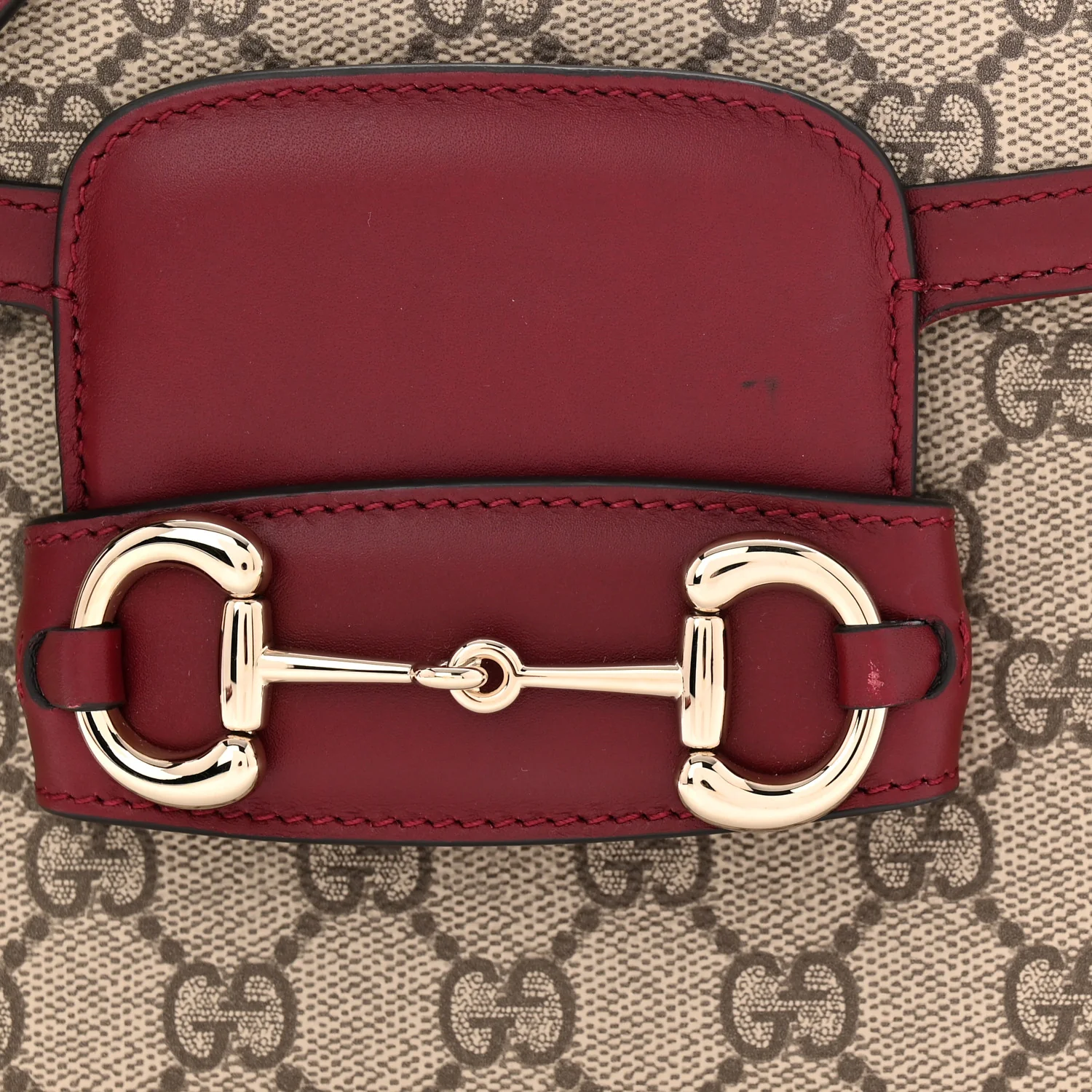 GG Supreme Monogram Horsebit 1955 Soft Small Shoulder Bag Beige Ebony Rosso Ancora - Image 11