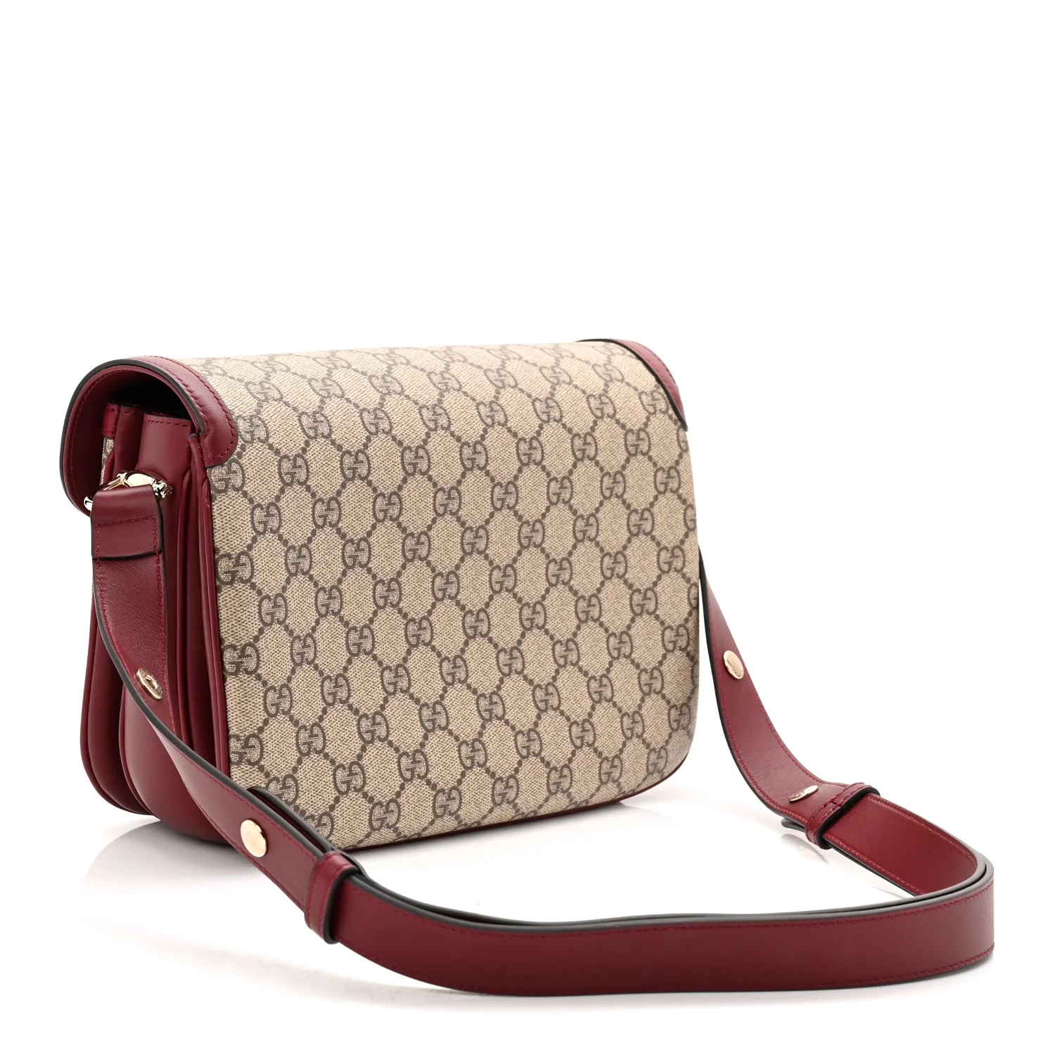 GG Supreme Monogram Horsebit 1955 Soft Small Shoulder Bag Beige Ebony Rosso Ancora - Image 3