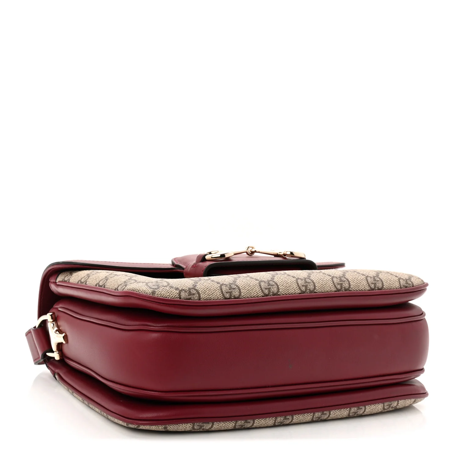 GG Supreme Monogram Horsebit 1955 Soft Small Shoulder Bag Beige Ebony Rosso Ancora - Image 4