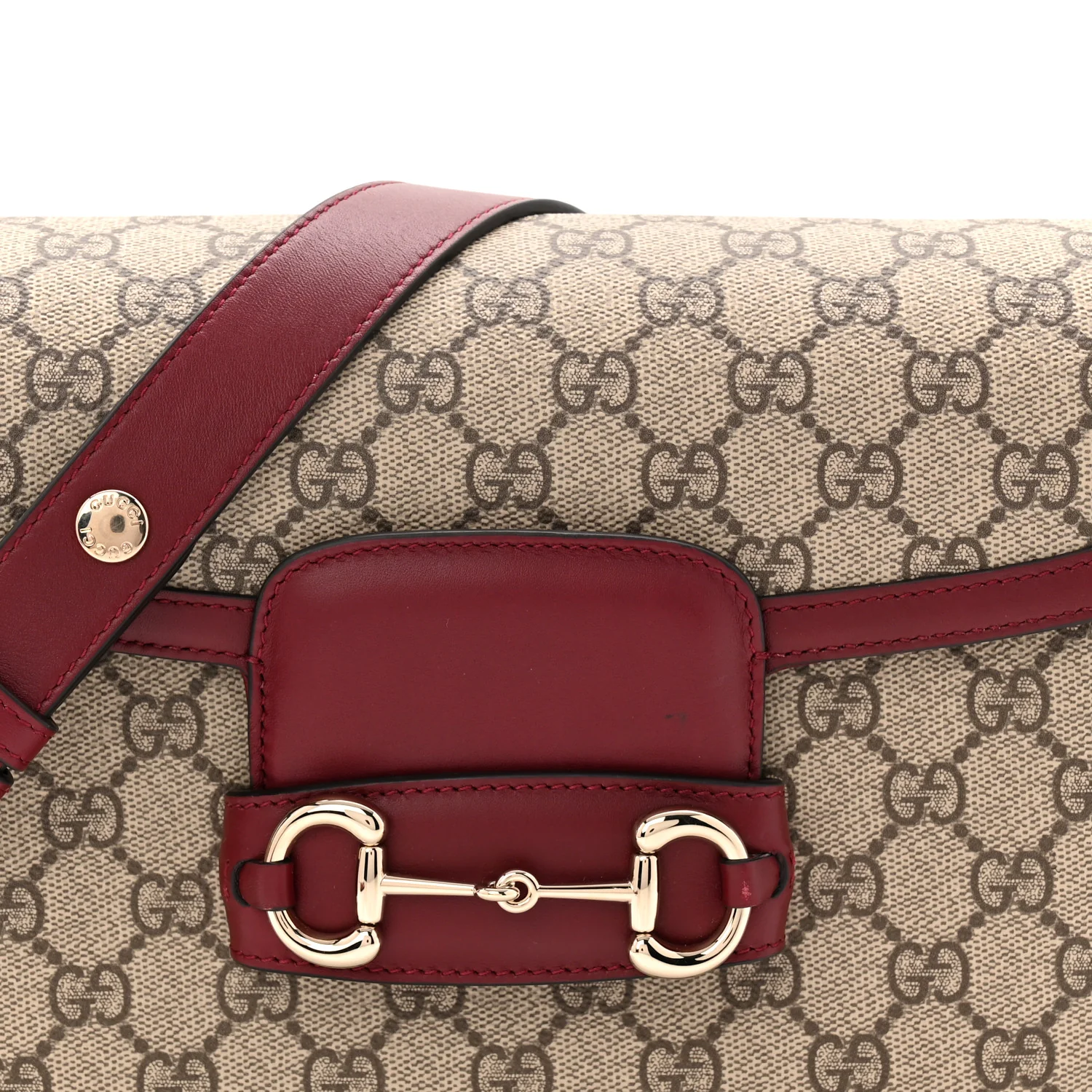 GG Supreme Monogram Horsebit 1955 Soft Small Shoulder Bag Beige Ebony Rosso Ancora - Image 8