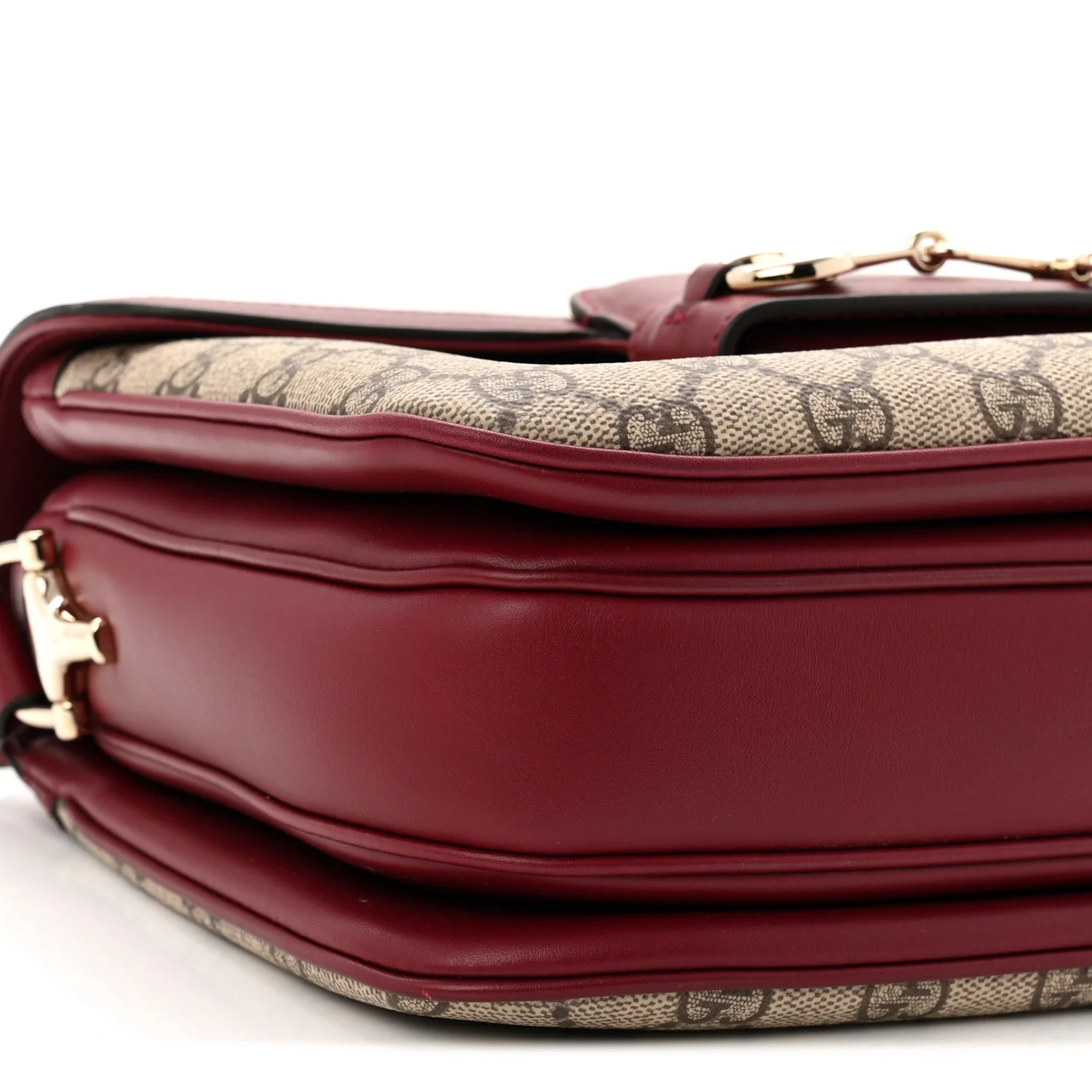 GG Supreme Monogram Horsebit 1955 Soft Small Shoulder Bag Beige Ebony Rosso Ancora - Image 9