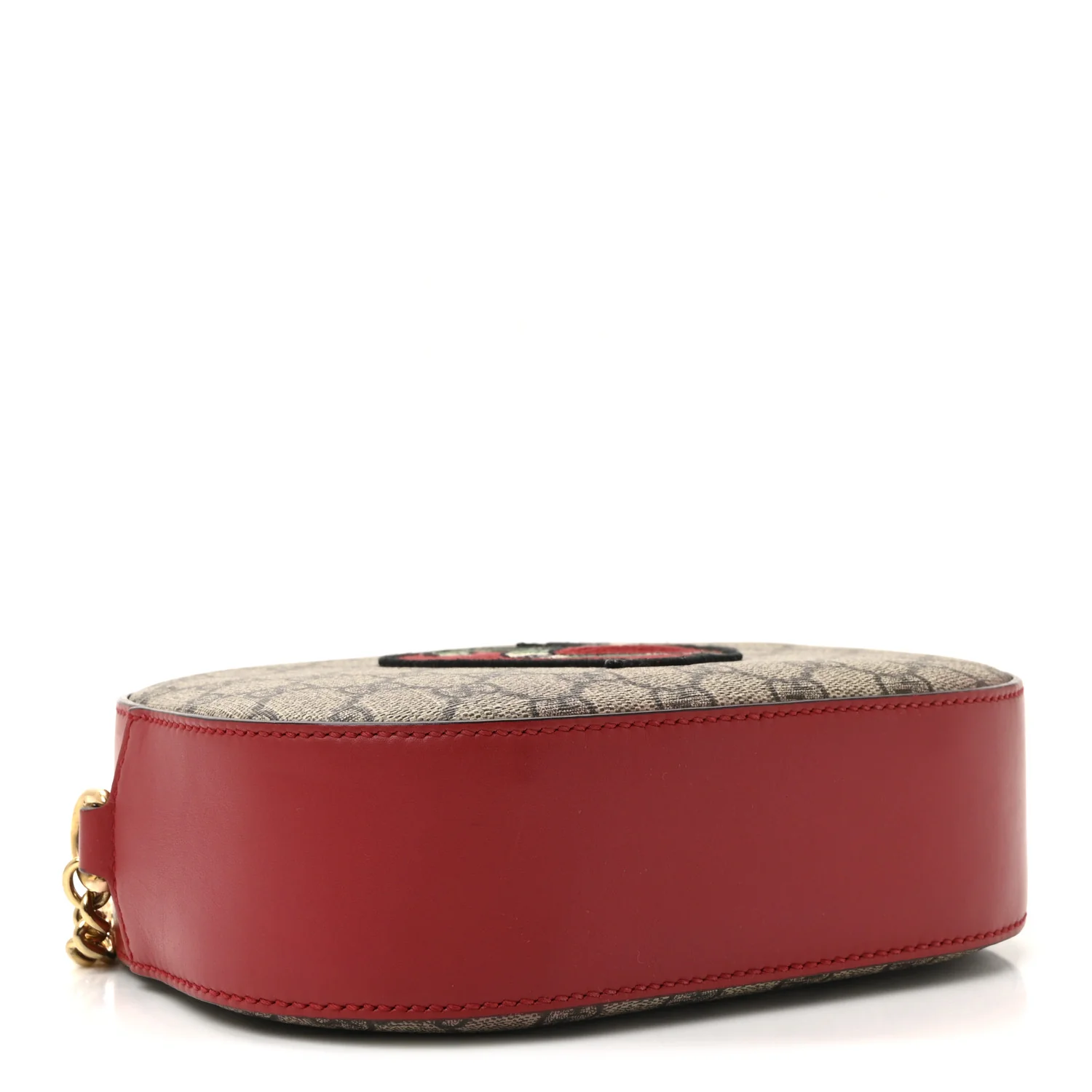 GG Supreme Monogram Kingsnake Heart Embroidered Mini Chain Shoulder Bag Beige Hibiscus Red - Image 4