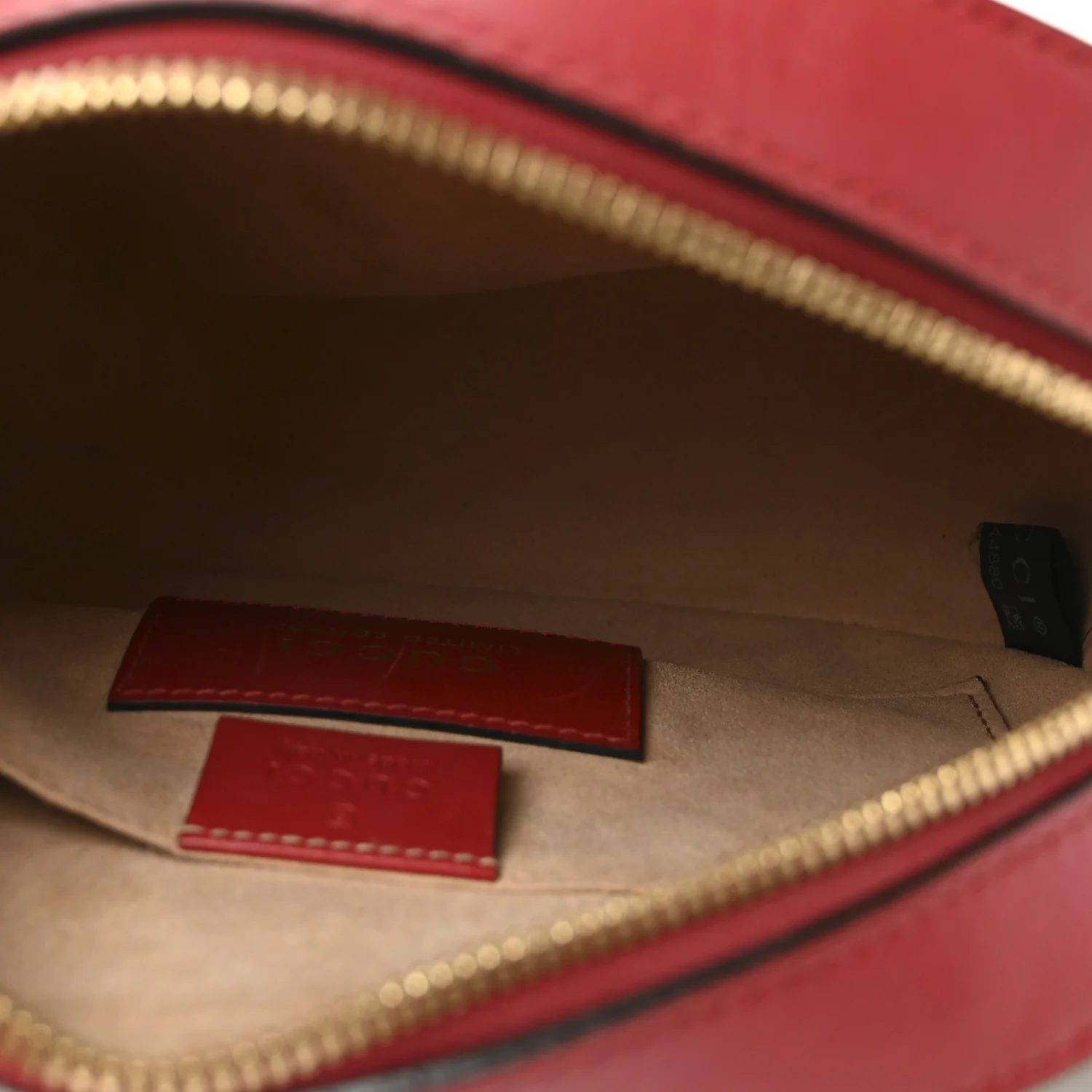 GG Supreme Monogram Kingsnake Heart Embroidered Mini Chain Shoulder Bag Beige Hibiscus Red - Image 5