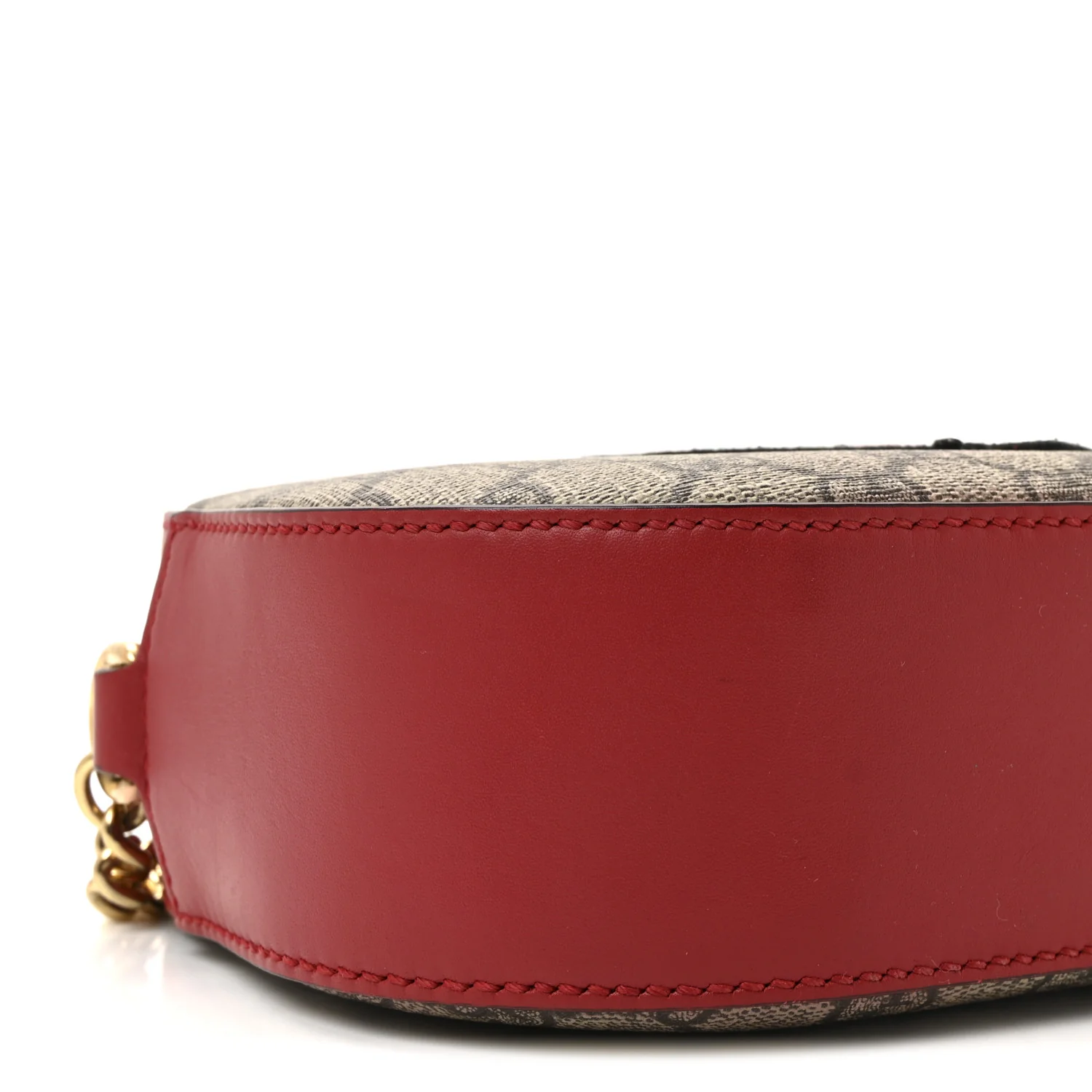 GG Supreme Monogram Kingsnake Heart Embroidered Mini Chain Shoulder Bag Beige Hibiscus Red - Image 9