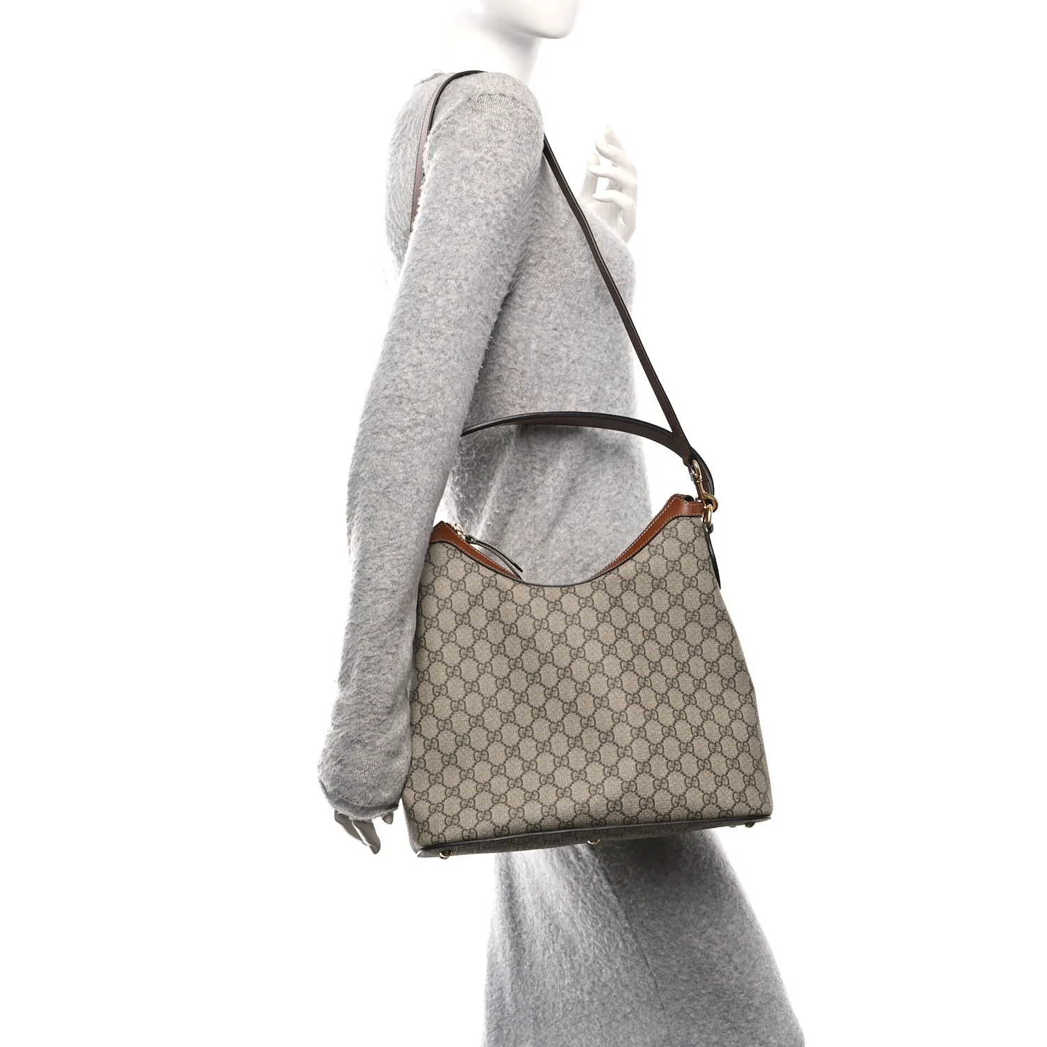 GG Supreme Monogram Linea A Hobo Brown - Image 2