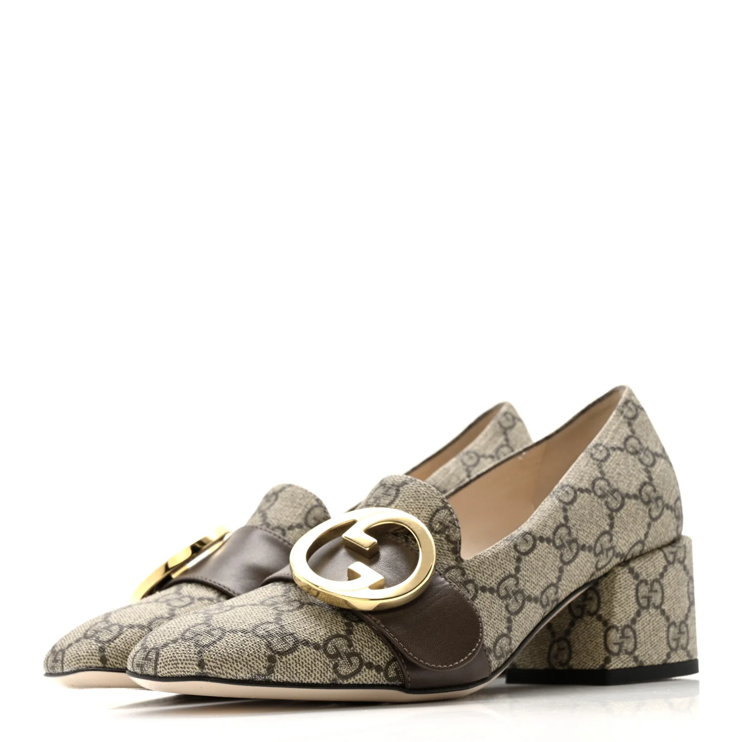 GG Supreme Monogram Malaga Kid Blondie Pumps 35.5 Beige Ebony New Acero - Image 4